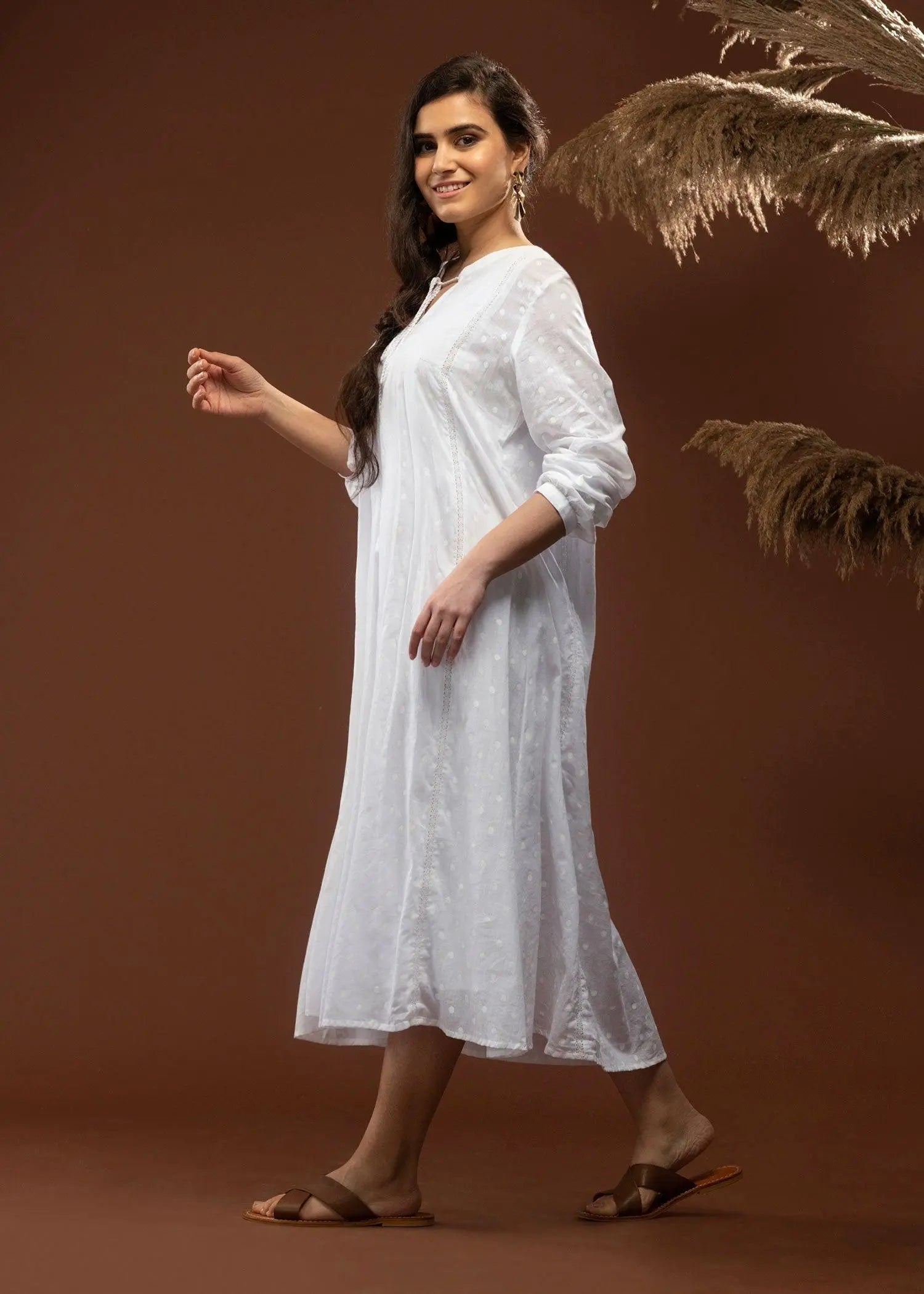 White Flared Voile Laila Dress