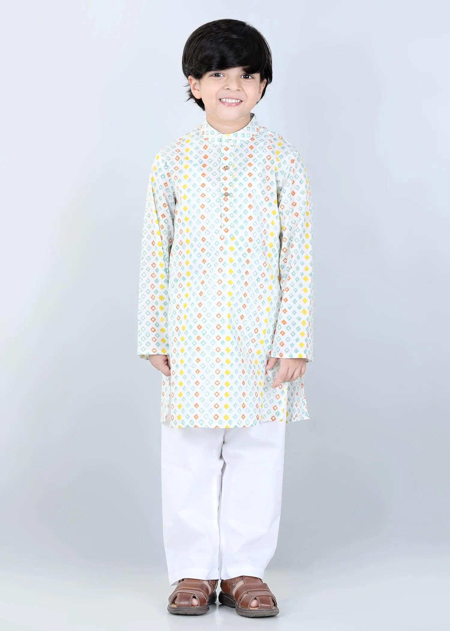 Diamond Orange Cotton Kurta Boys (2-12 Yrs)