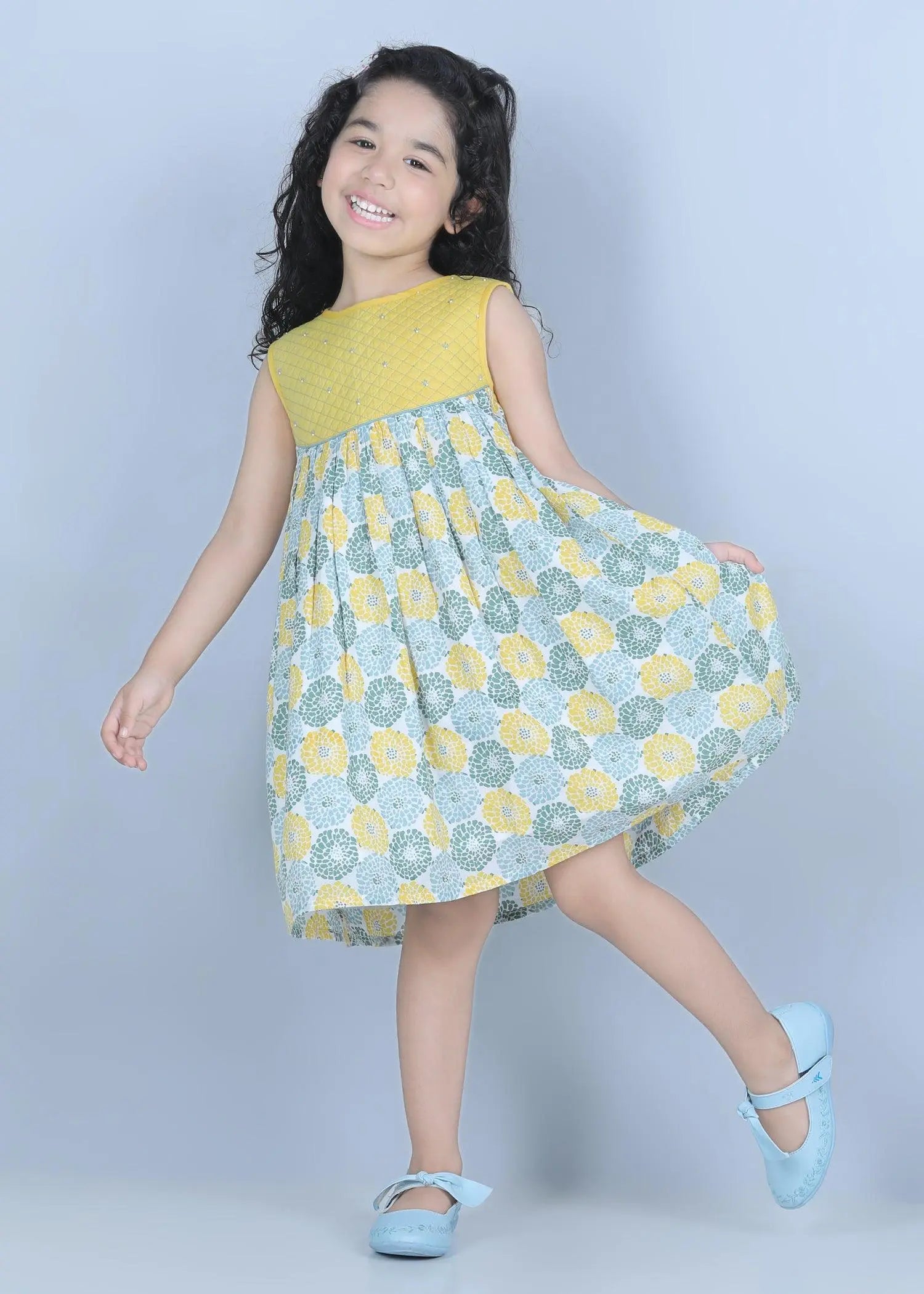 Floral Yellow Cotton Rosemary Dress Girls (6 Months -9 Yrs)