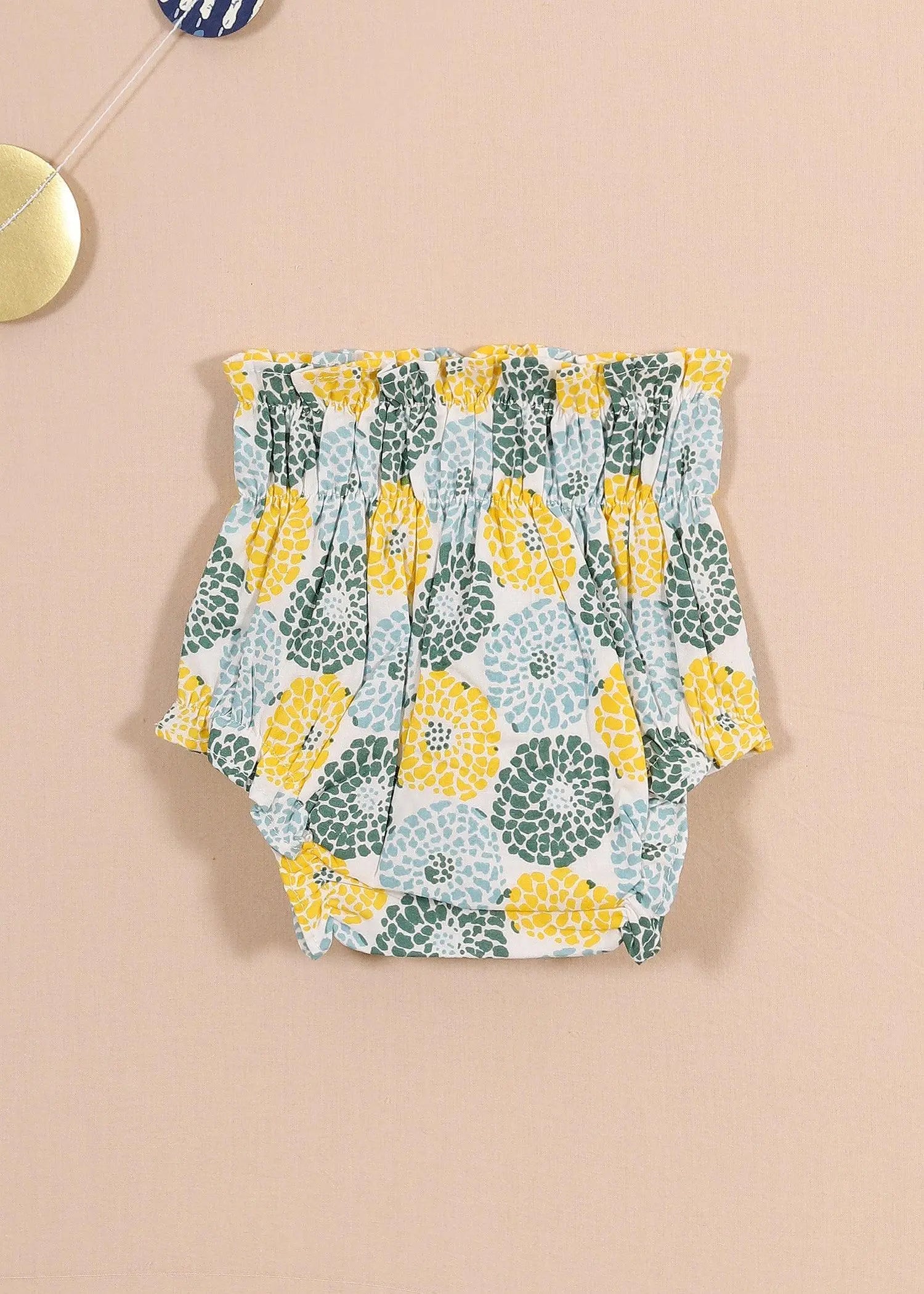 Floral/Diamond Blue Cotton Bloomers Set Of 2 (0-24 Months)