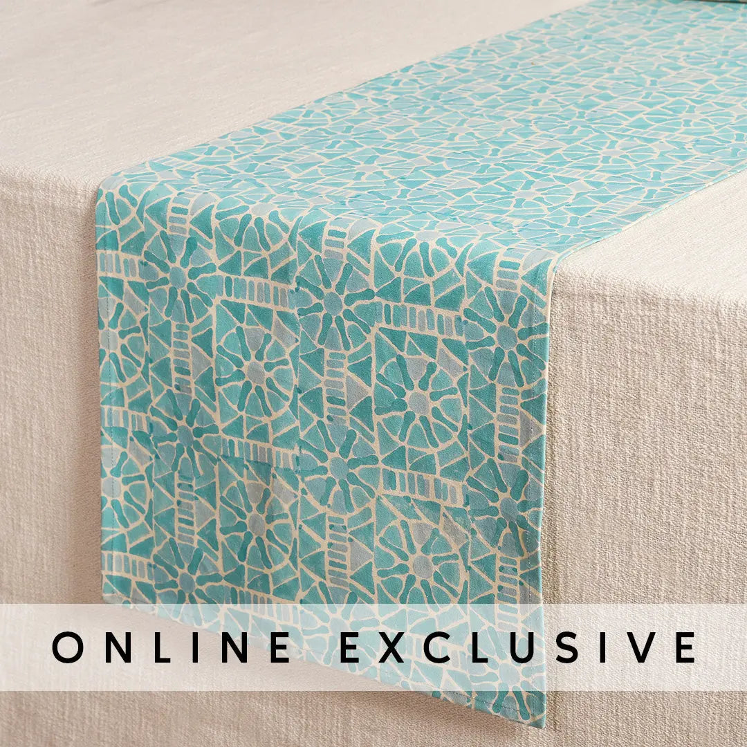 Julie Light Blue Cotton Runner