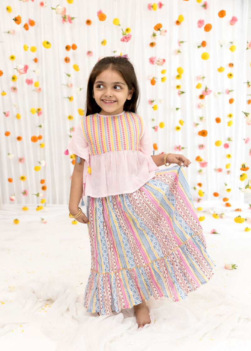 Pink/Multi Amee Skirt Top Set Girls (2-12 Years)