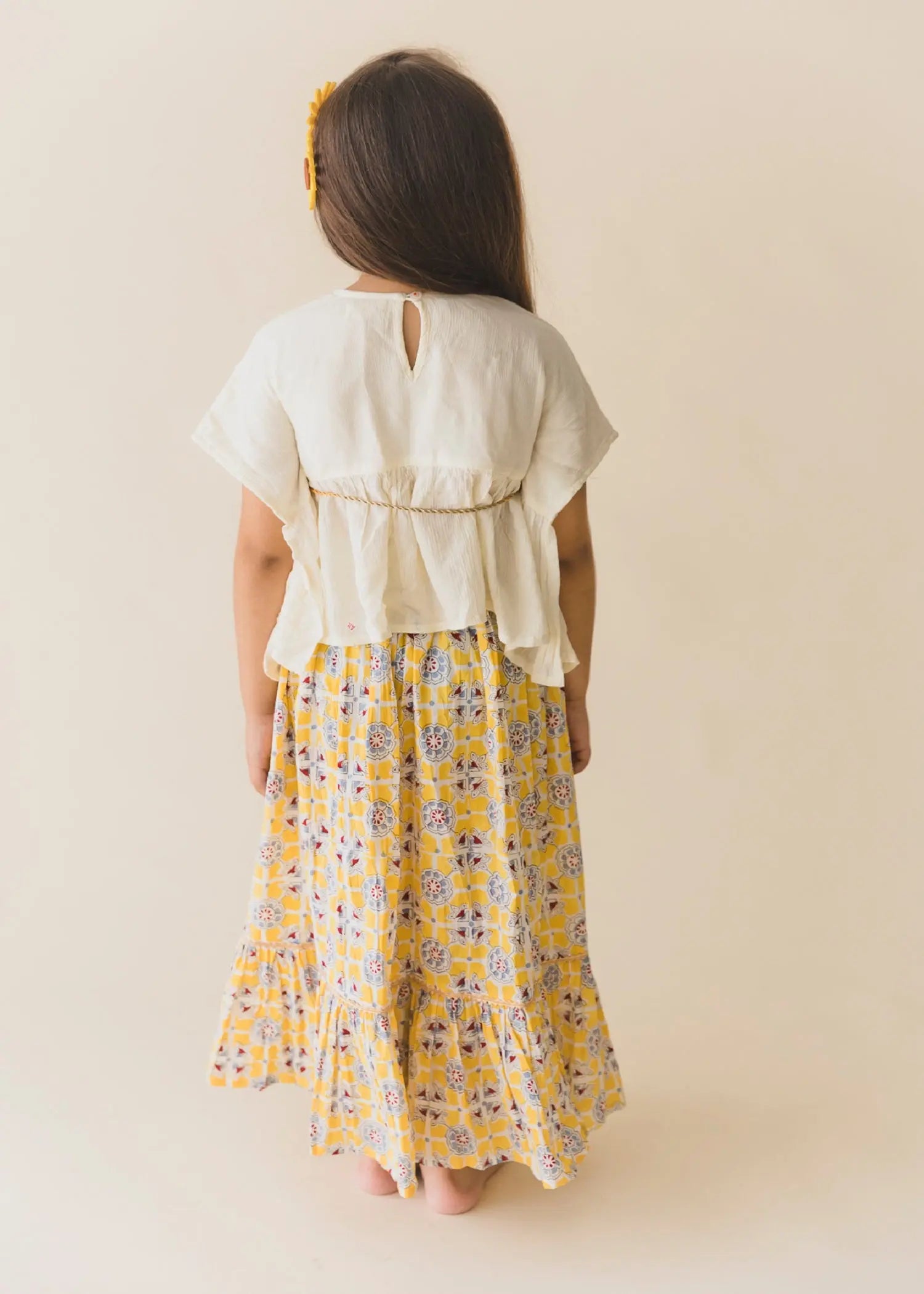 Yellow/Cream Meesha Skirt Top Set Girls (2-12 Years)