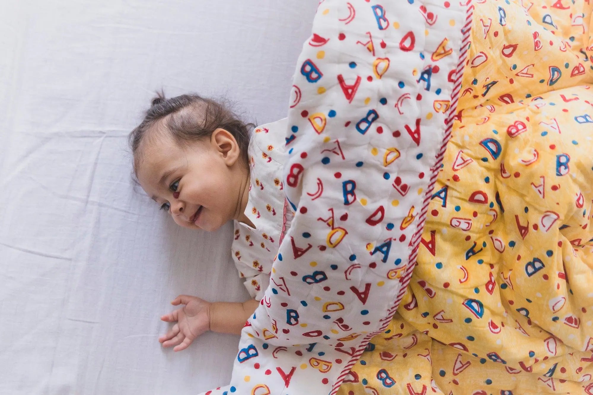 Alphabet Yellow Cotton Quilt Kids