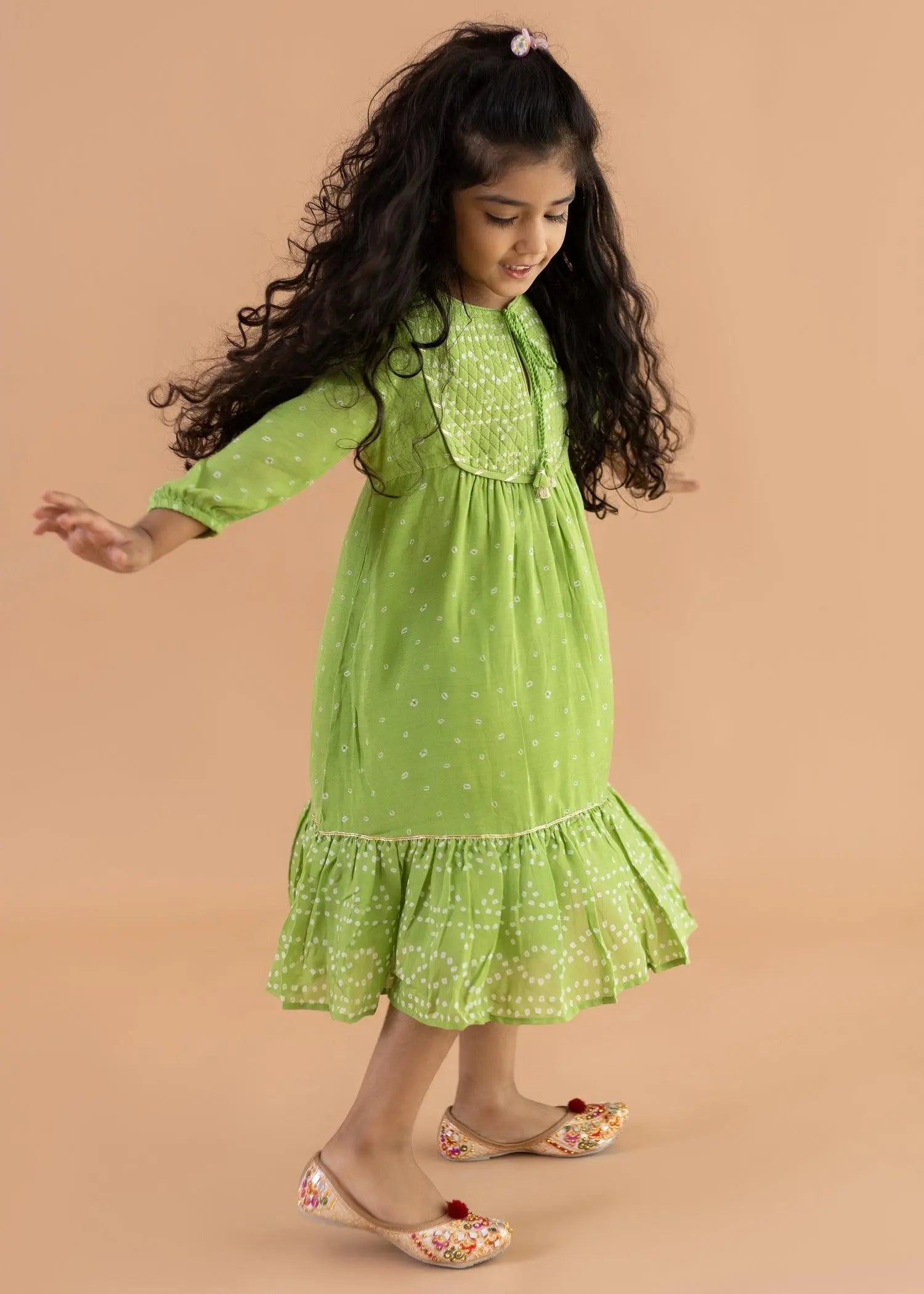 Green Qia Kurta (2-12 Years)