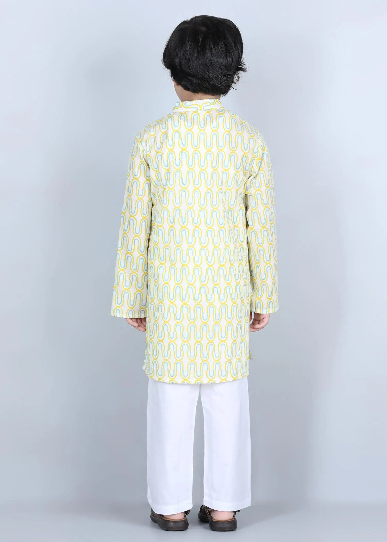 Spiral Yellow Cotton Kurta Boys (6 Months-12 Years)