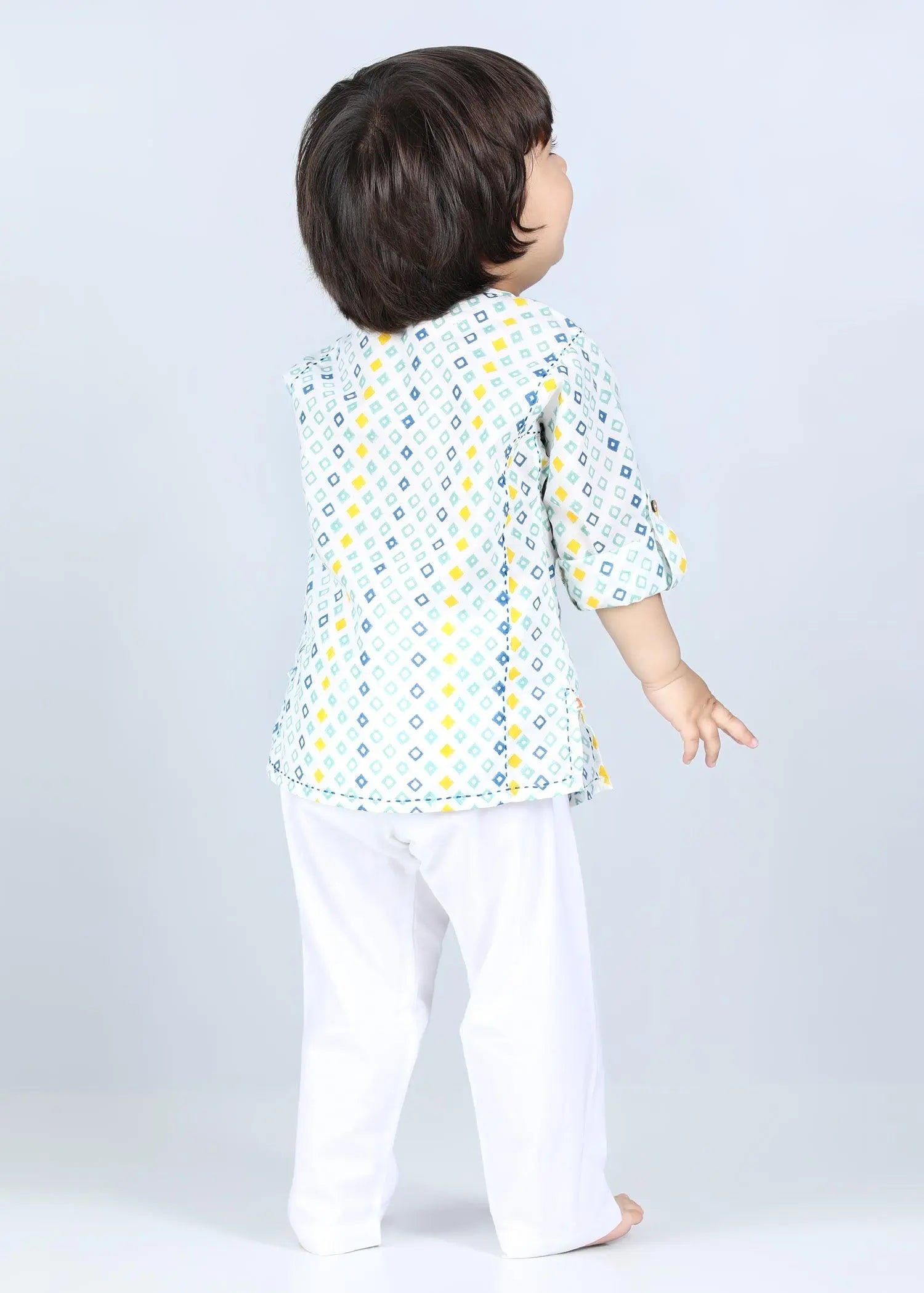 Diamond Blue Cotton Short Kurta Boys (6-24 Months)