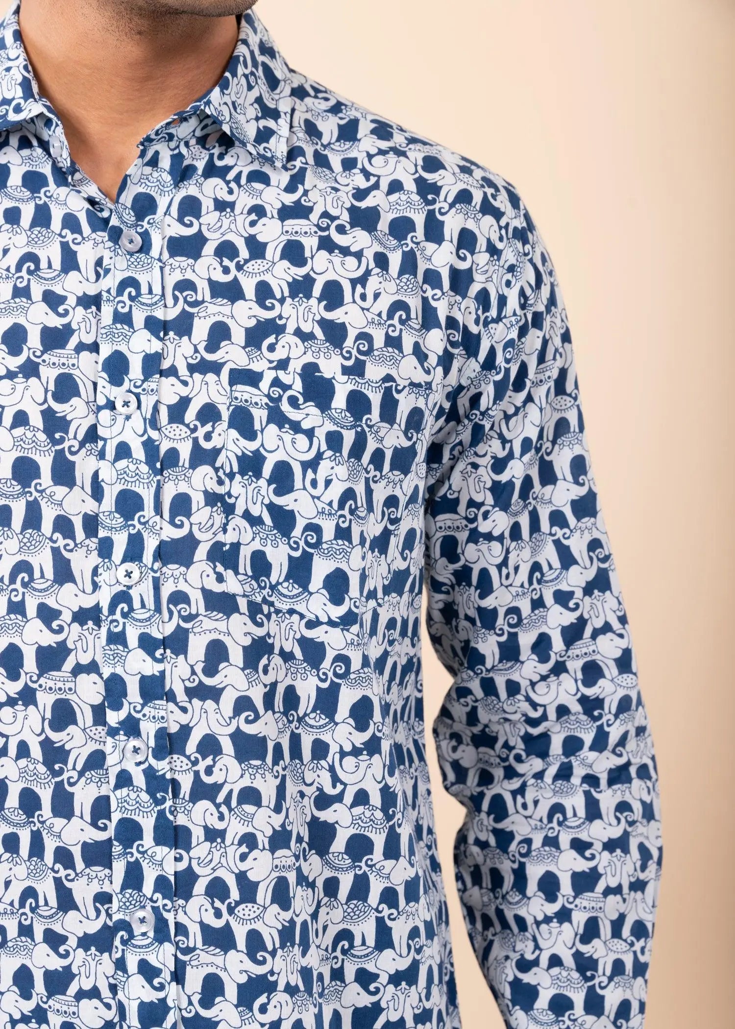 Navy Regular Cotton Full Sleeves Shirt