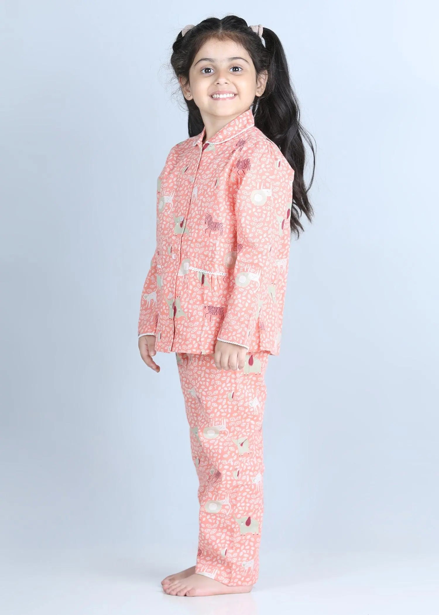 Jungle Book Peach Full Sleeves Cotton Nighsuit Girl (1-12 Years)