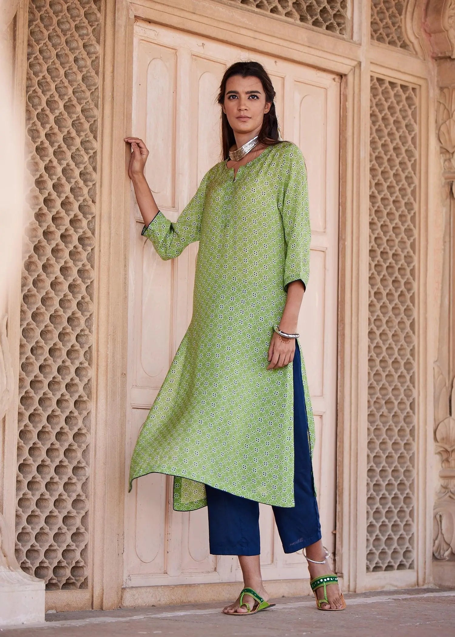 Green Regular Viscose Kurta