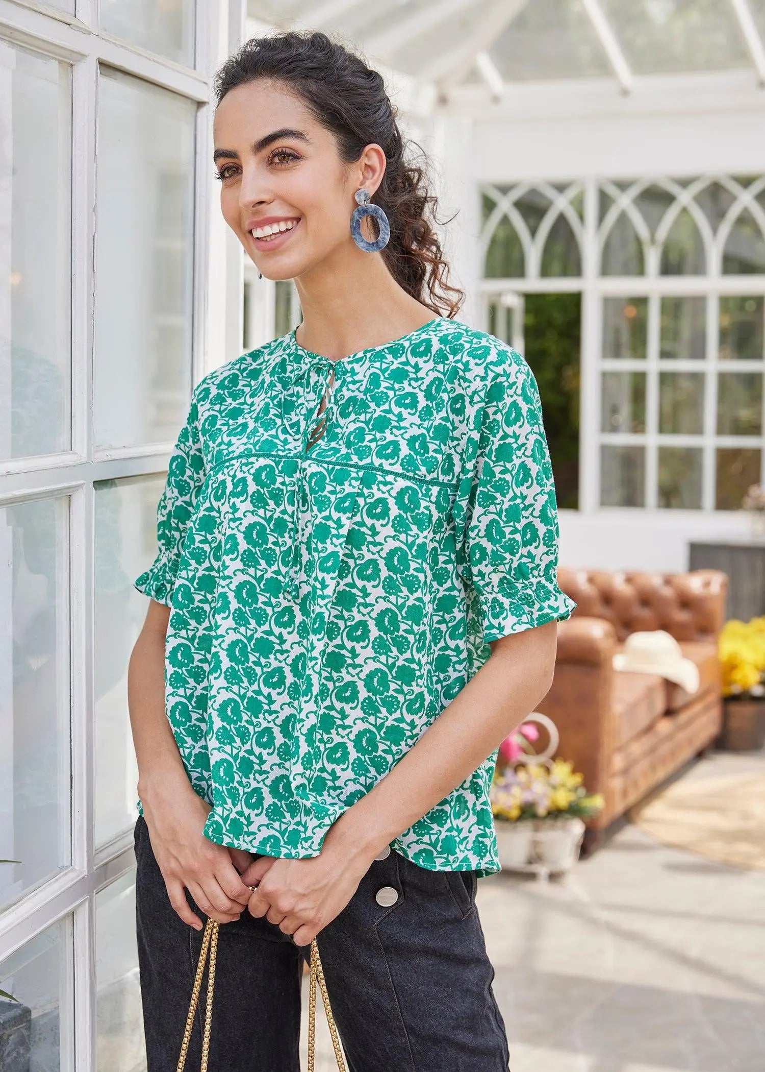 Golf Green Regular Voile Meher Top