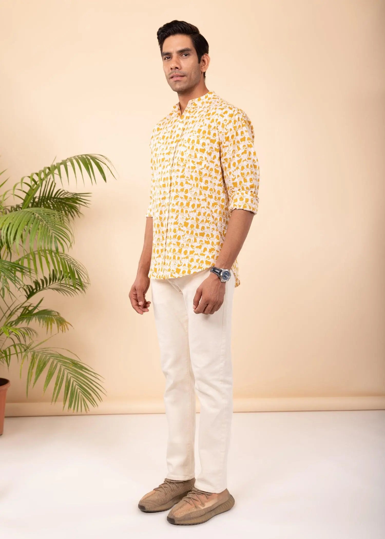 Ochre Regular Cotton Full Sleeves Shirt