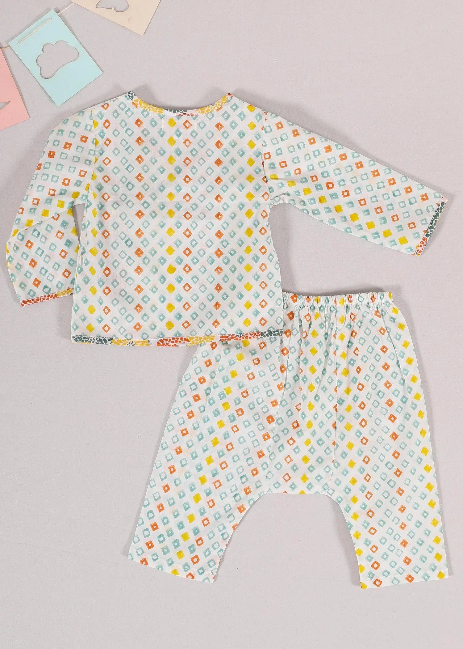 Diamond Orange Cotton Night Suit Set Baby Unisex (3-12 Months)