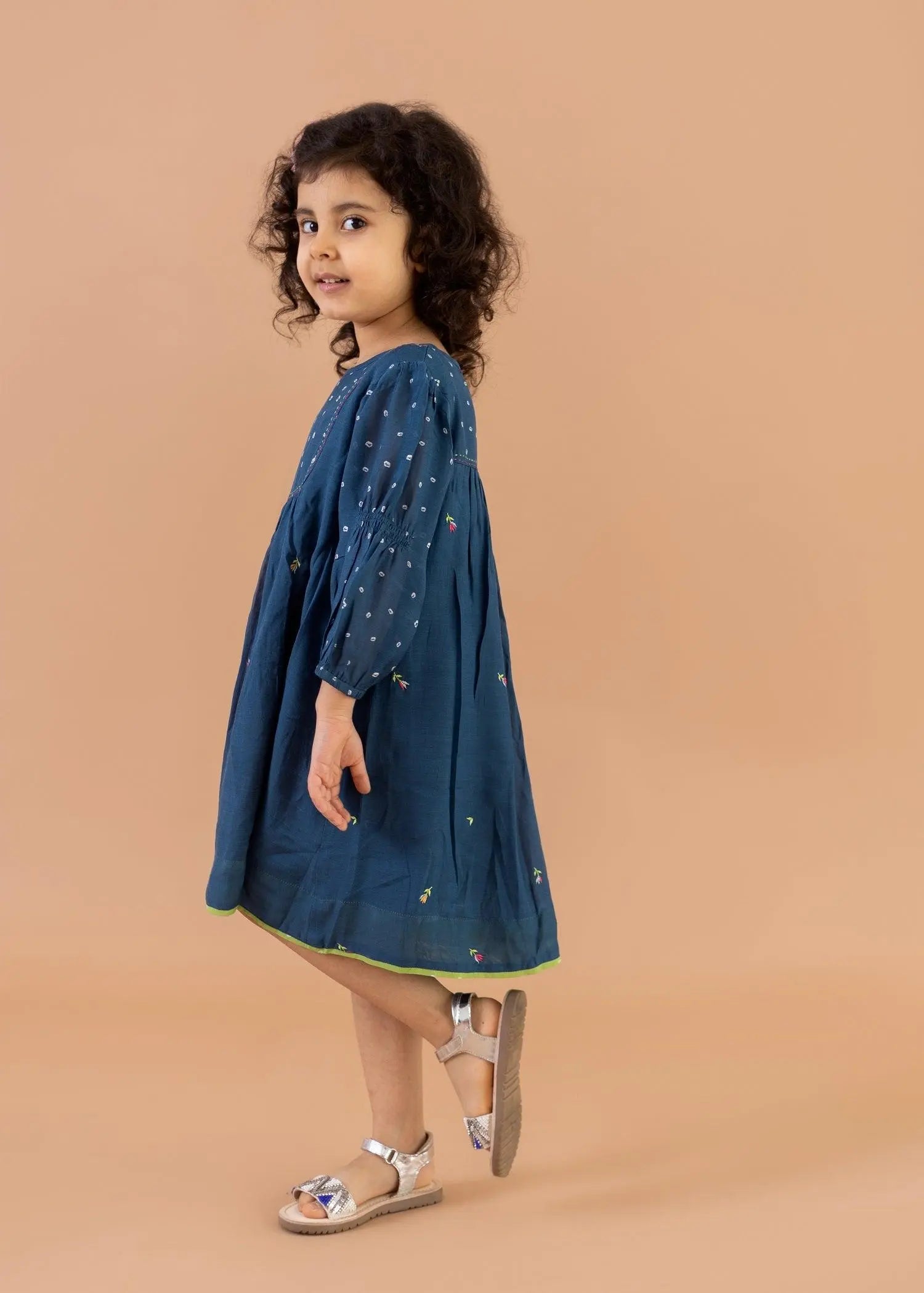 Blue Uri Embroidered Dress (2-12 Years)