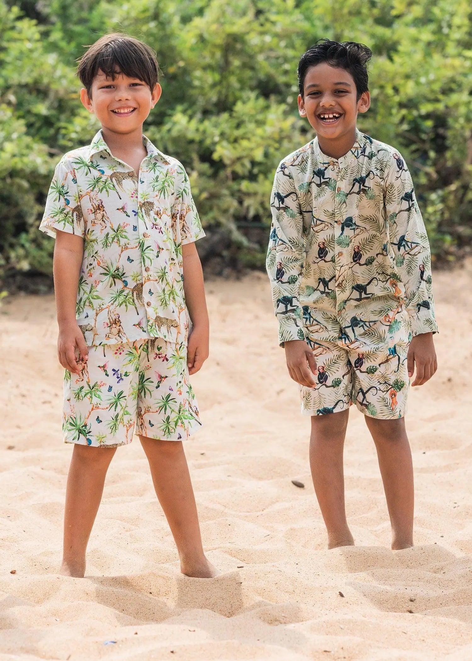 White Lazy Leopard Boys Poplin Belted Shorts (1-14YRS)