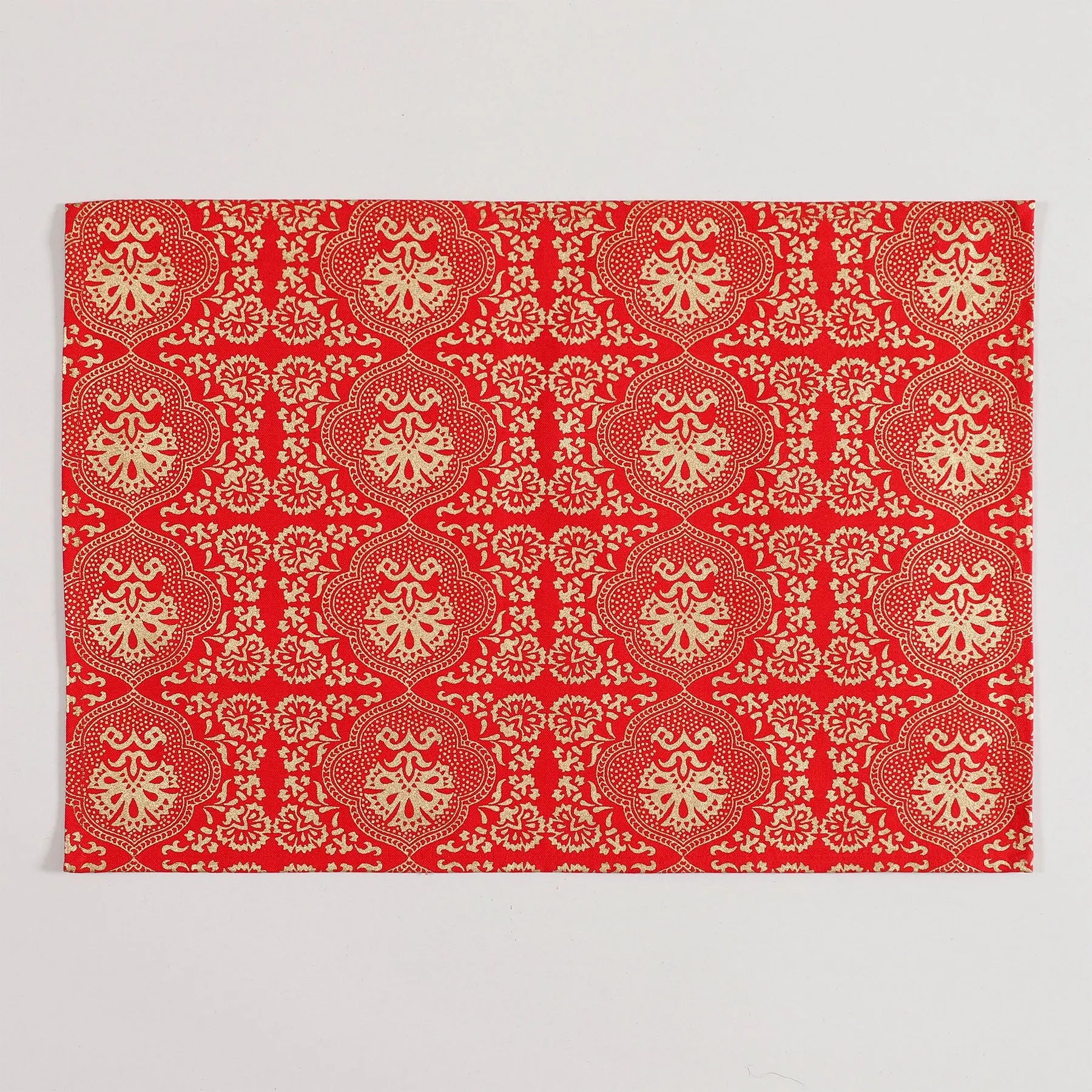 Red & Gold Cotton Table Mat Set of 6