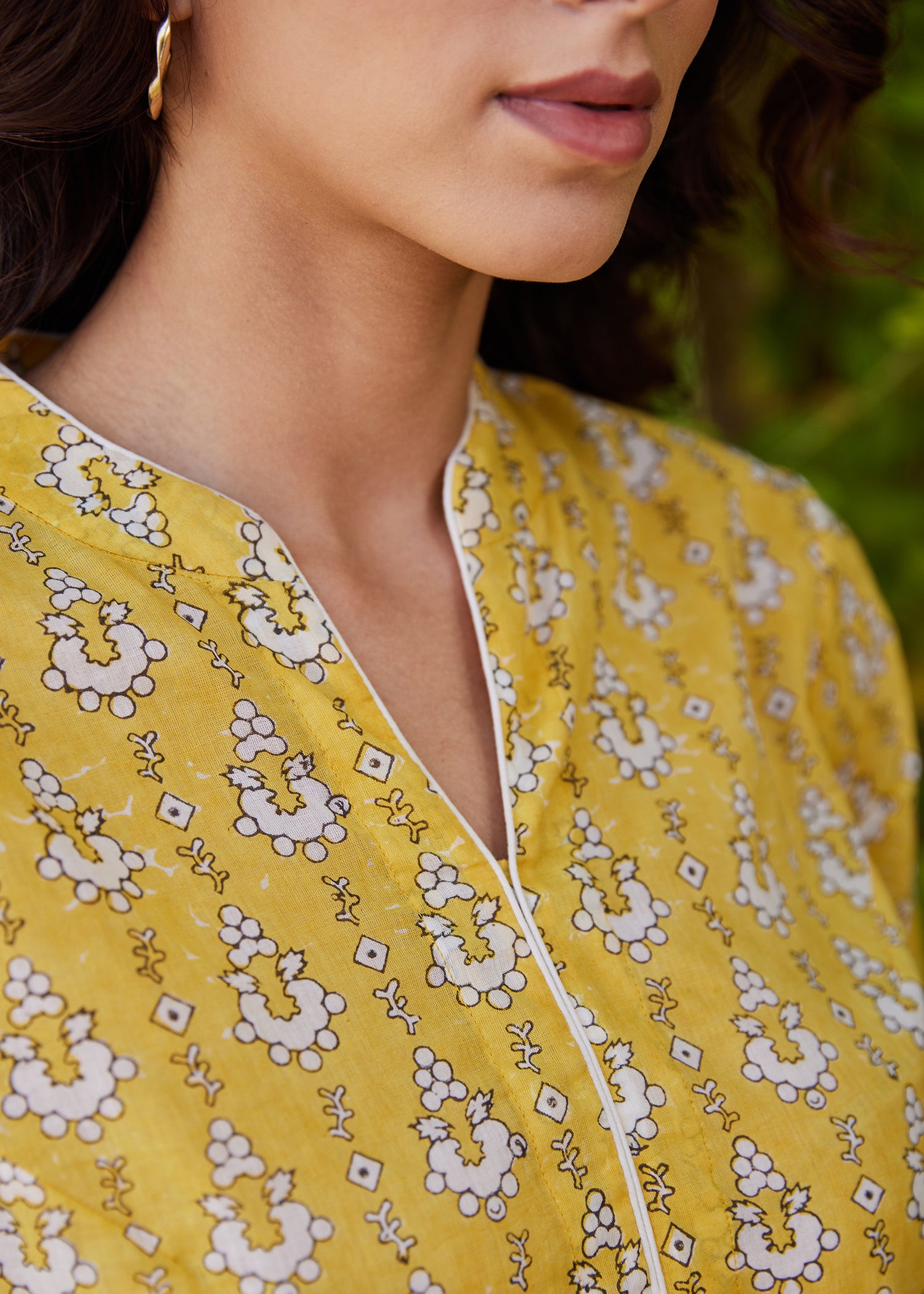 Yellow Regular Voile Kurta