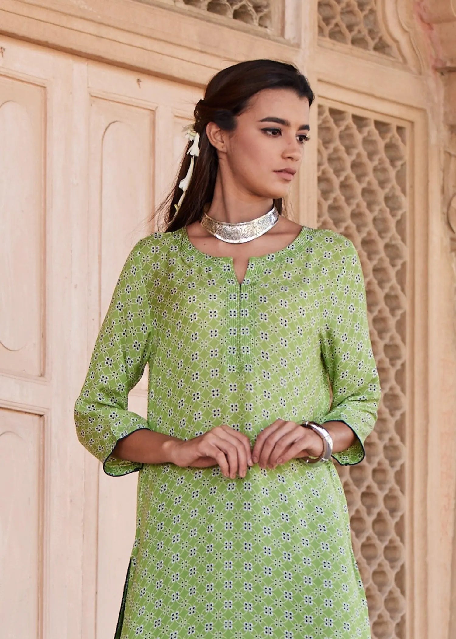 Green Regular Viscose Kurta