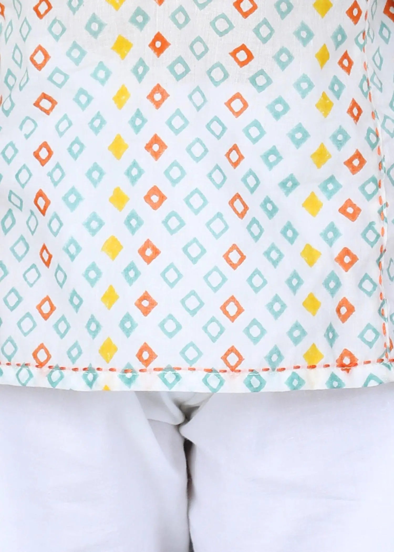 Diamond Orange Cotton Short Kurta Boys (6-24 Months)