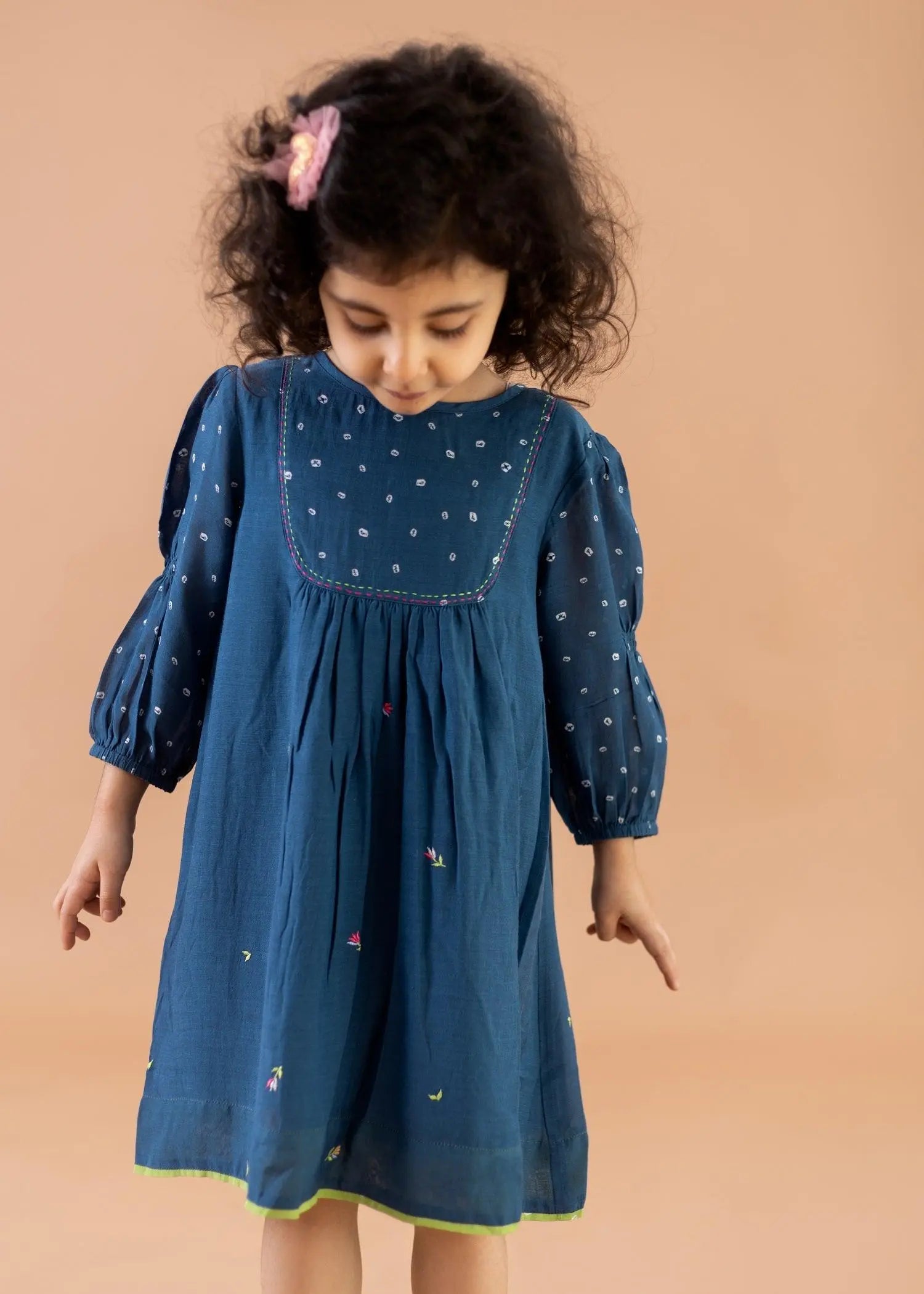 Blue Uri Embroidered Dress (2-12 Years)