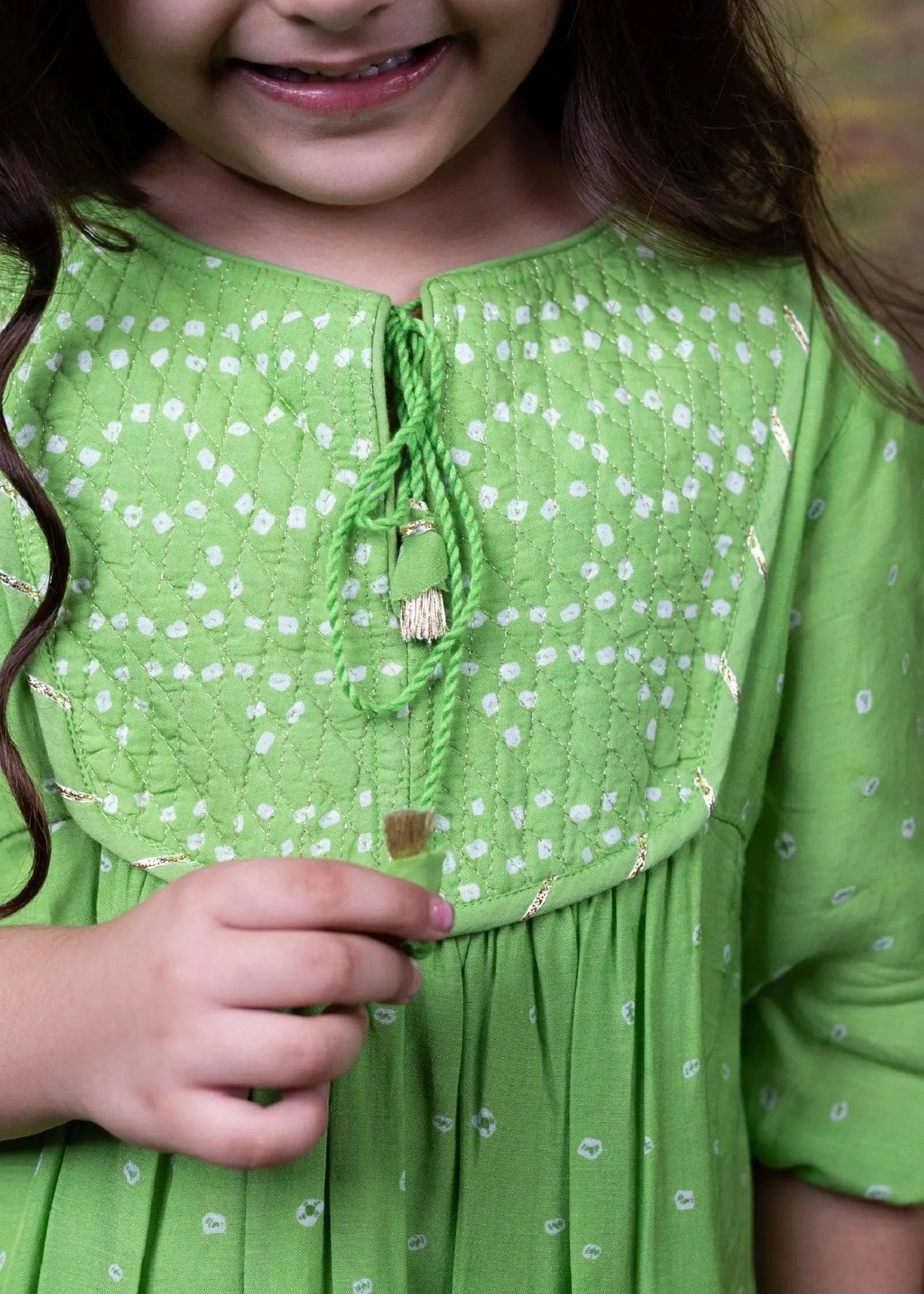 Green Qia Kurta (2-12 Years)