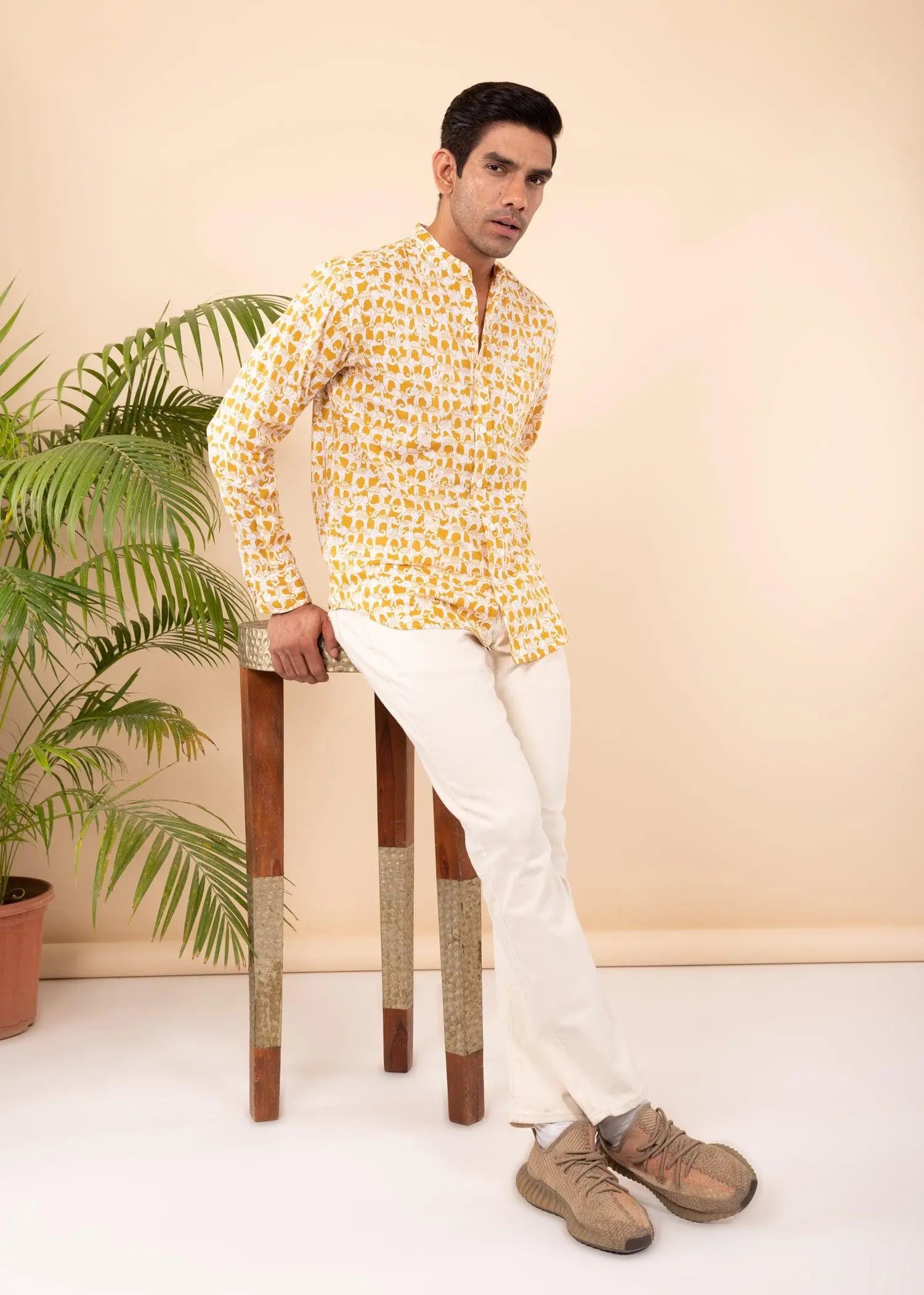 Ochre Regular Cotton Full Sleeves Shirt