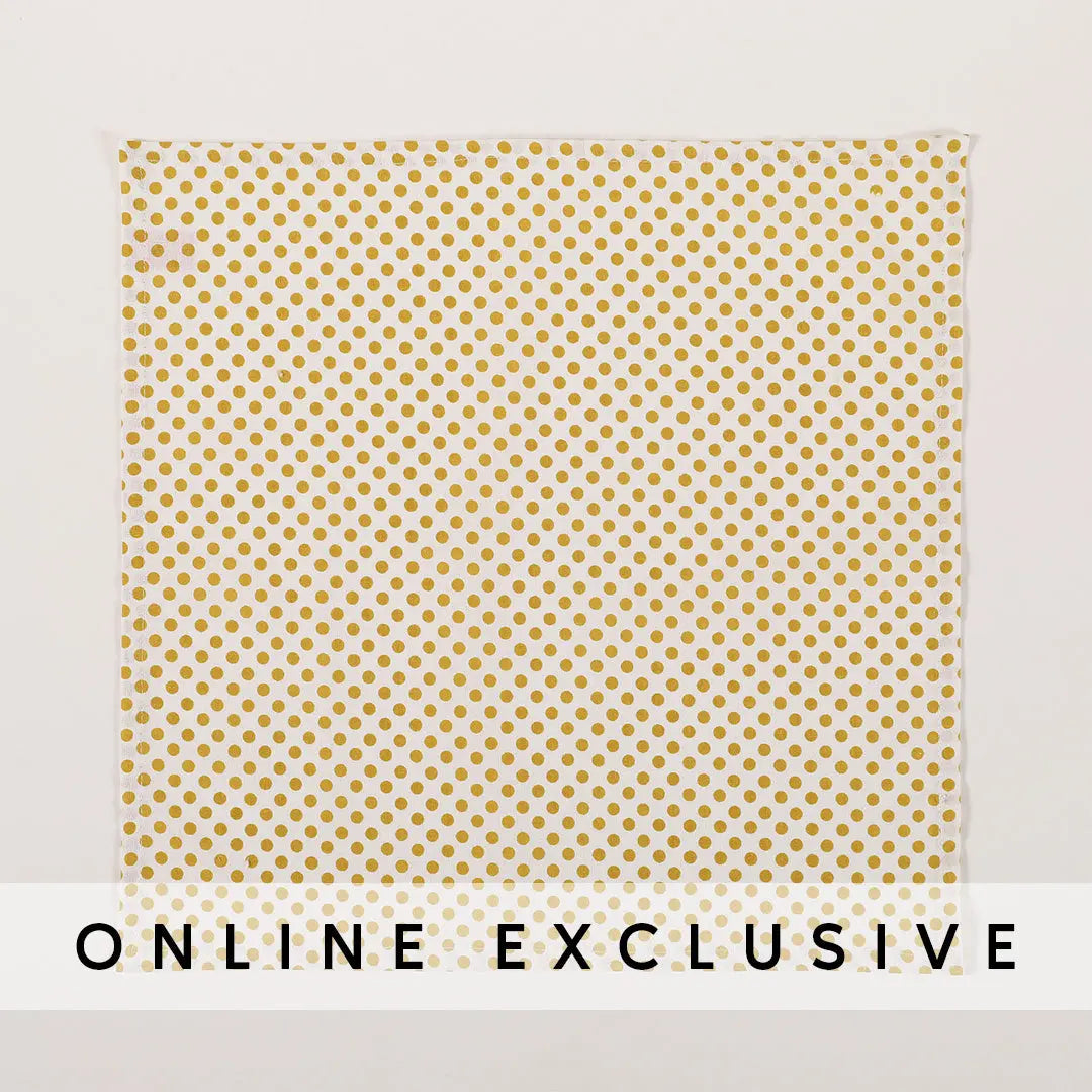 Yellow on White Cotton Printed Napkin Set of 6