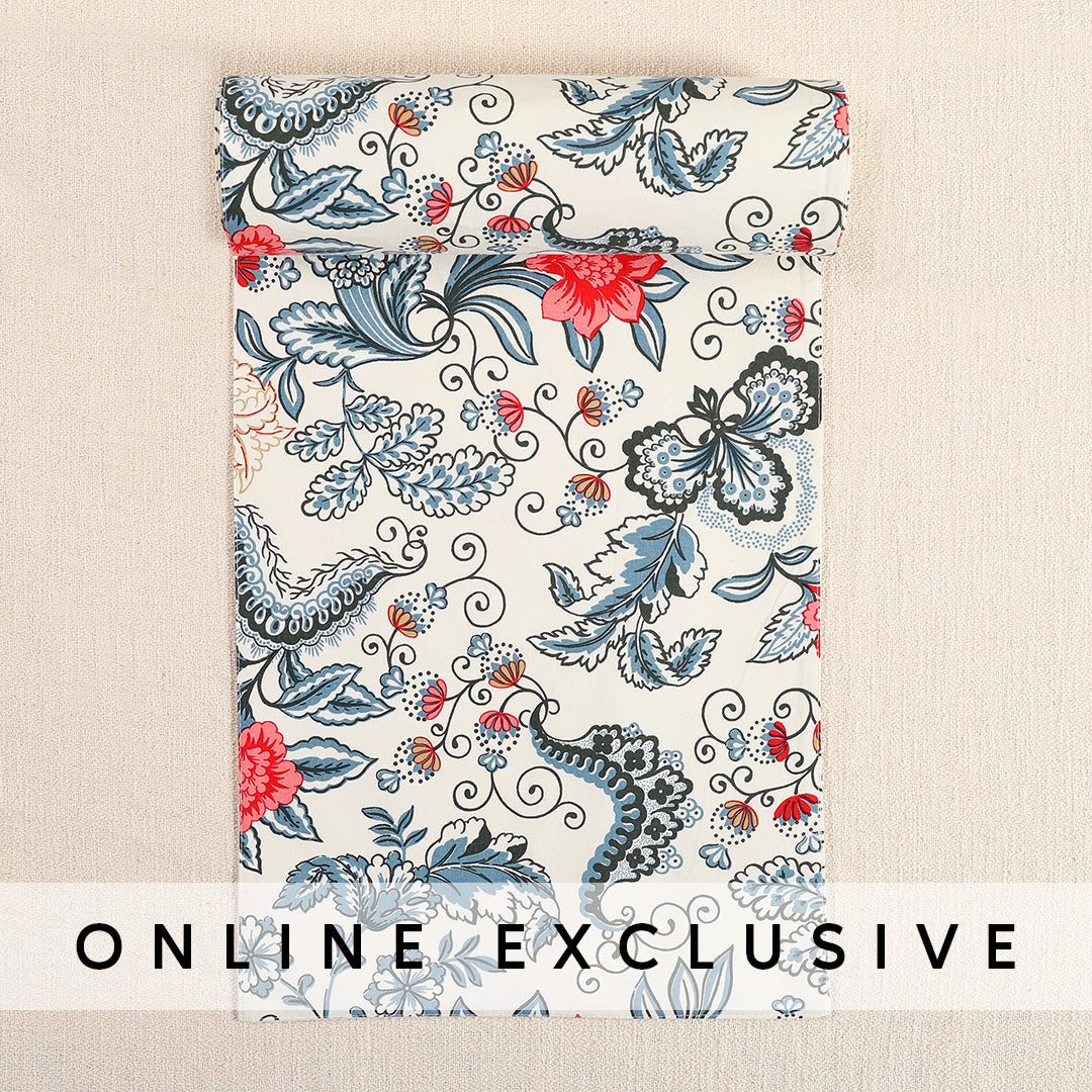 Rochester Flower Red & Grey Cotton Runner