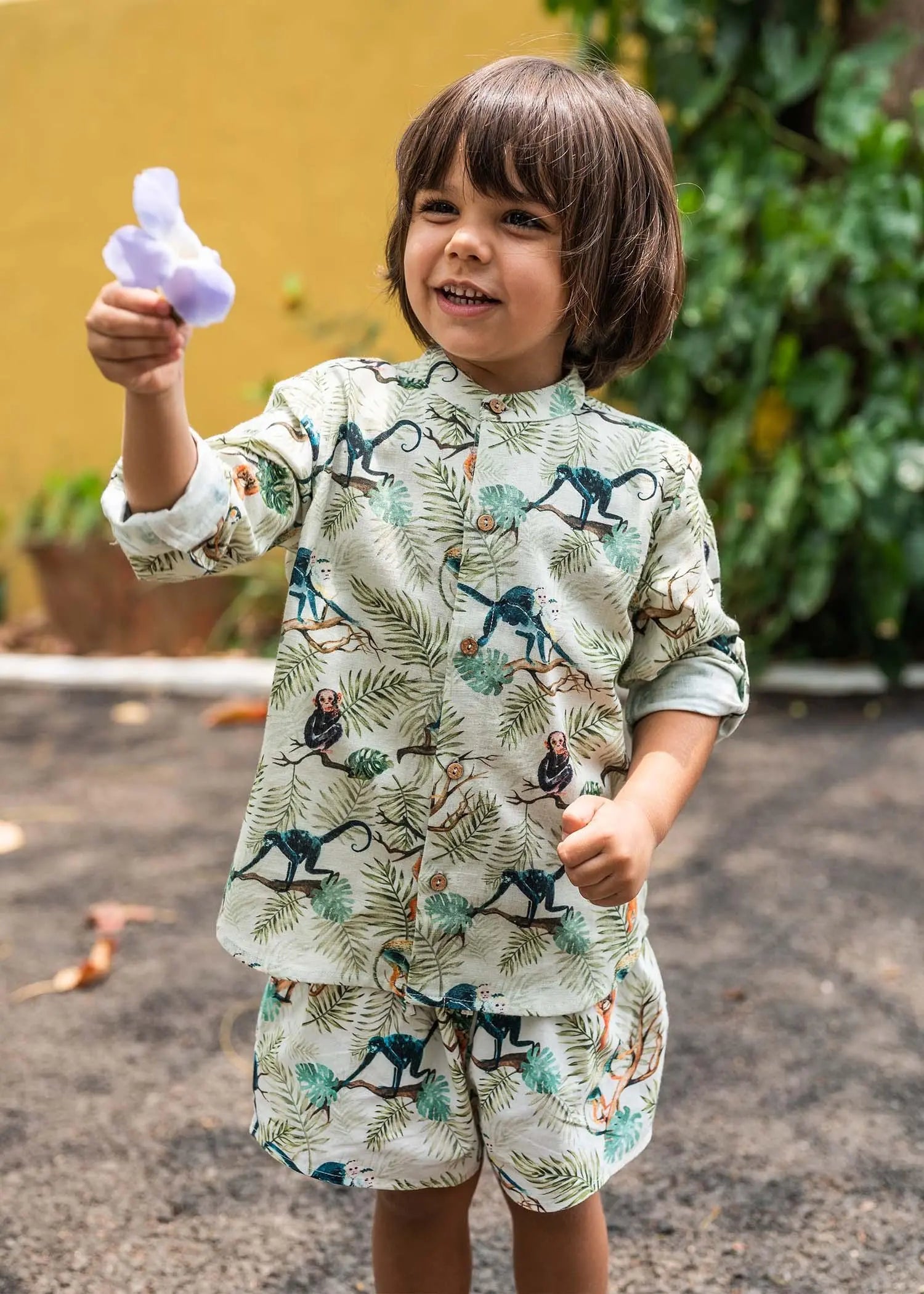 Green Monkey Cotton Boys Shirt (2-12YRS)