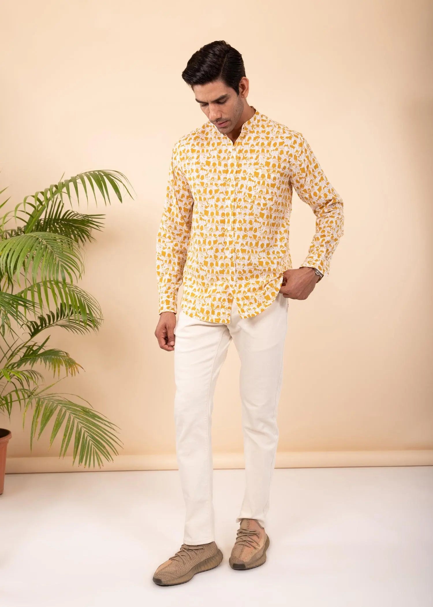 Ochre Regular Cotton Full Sleeves Shirt