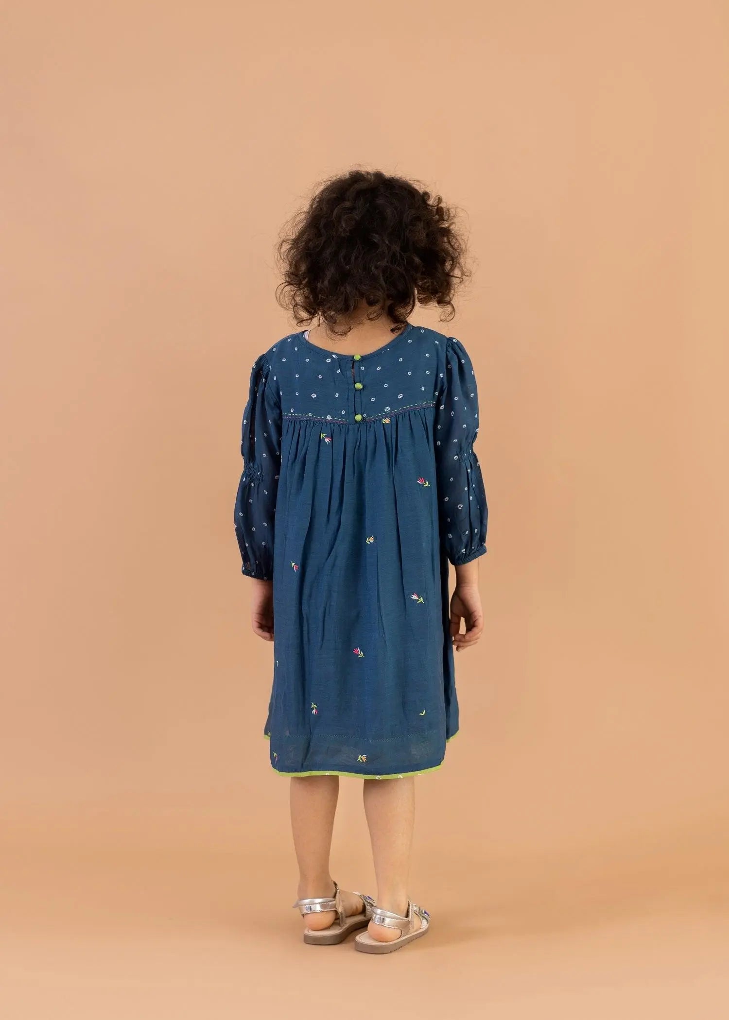 Blue Uri Embroidered Dress (2-12 Years)