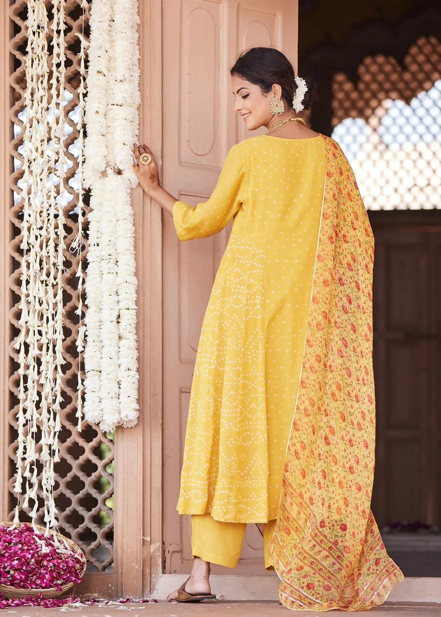 Yellow Flared Viscose Kurta