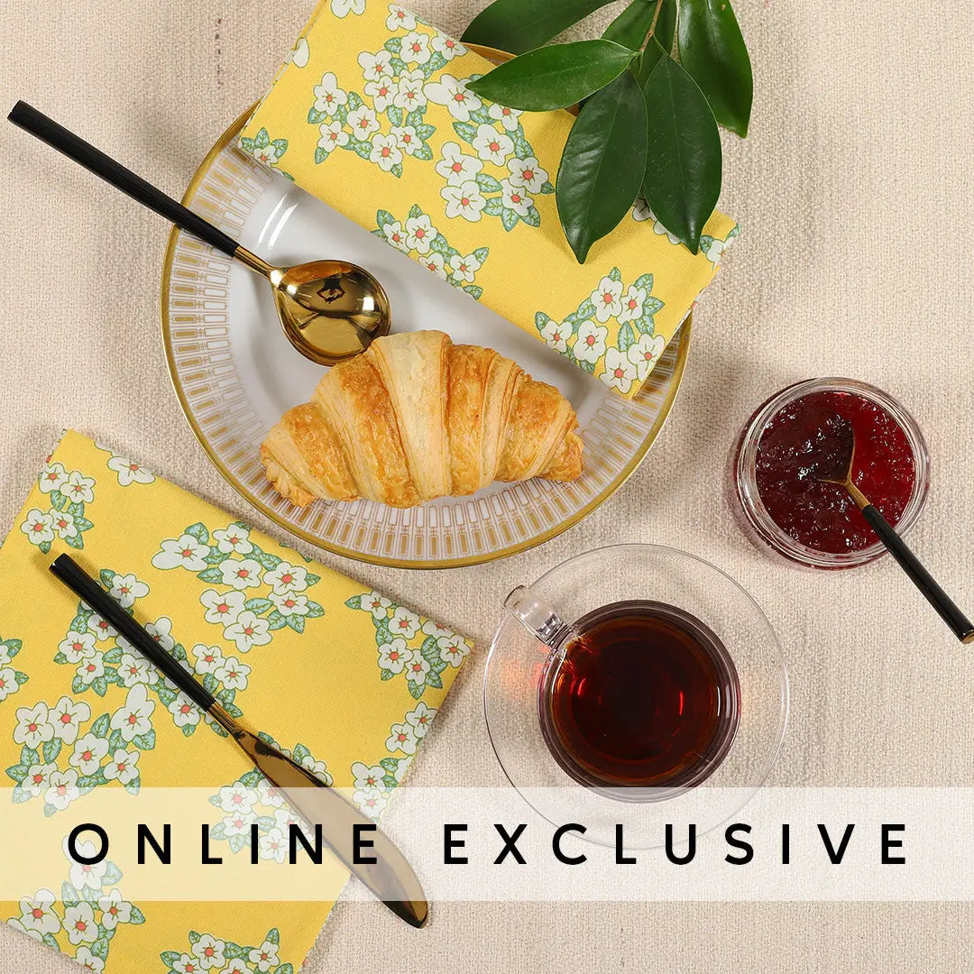 Golden Yellow Cotton Printed Napkin Set of 6