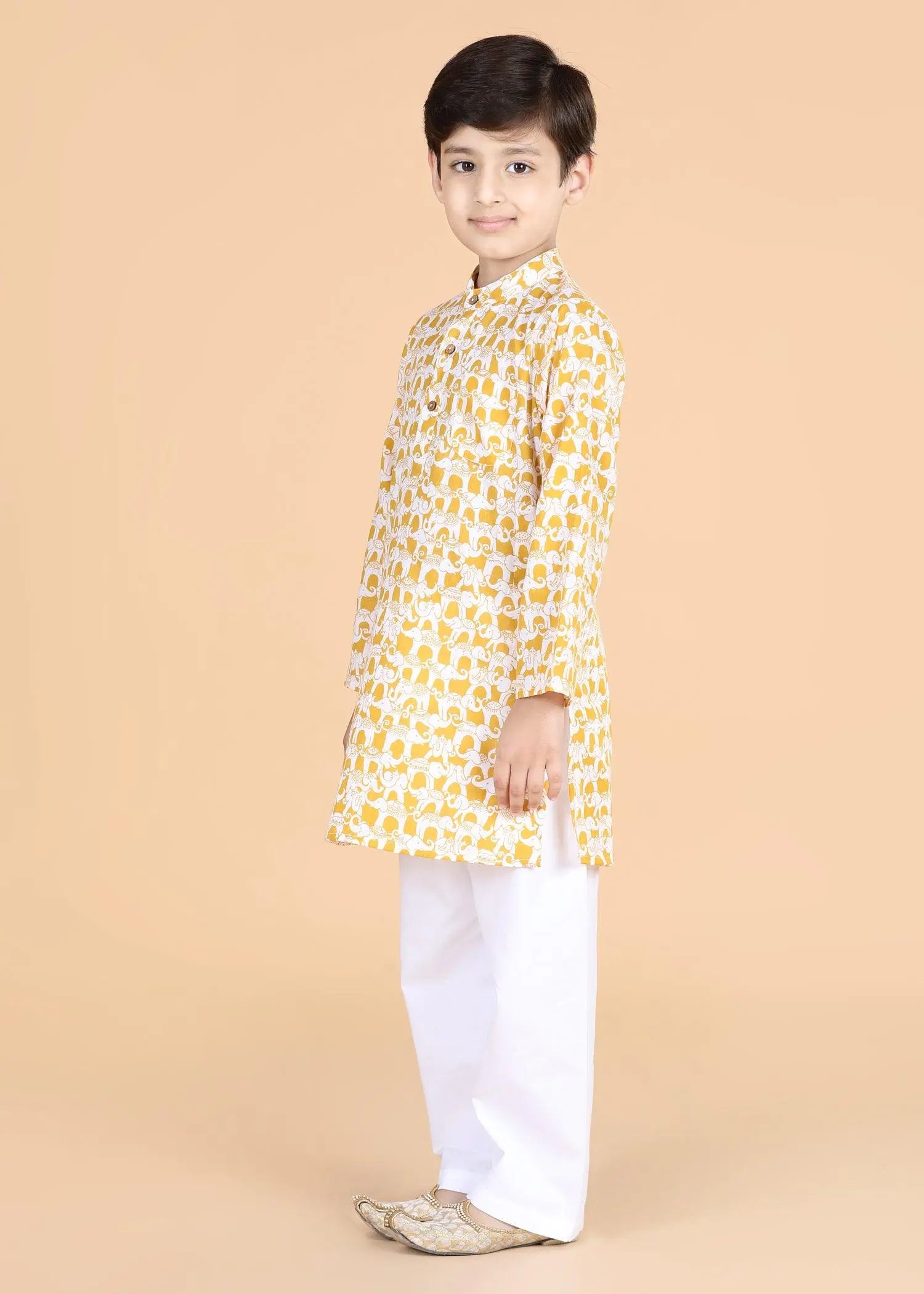 Airawat Ochre Cotton Kurta Boys (0-12 Yrs)