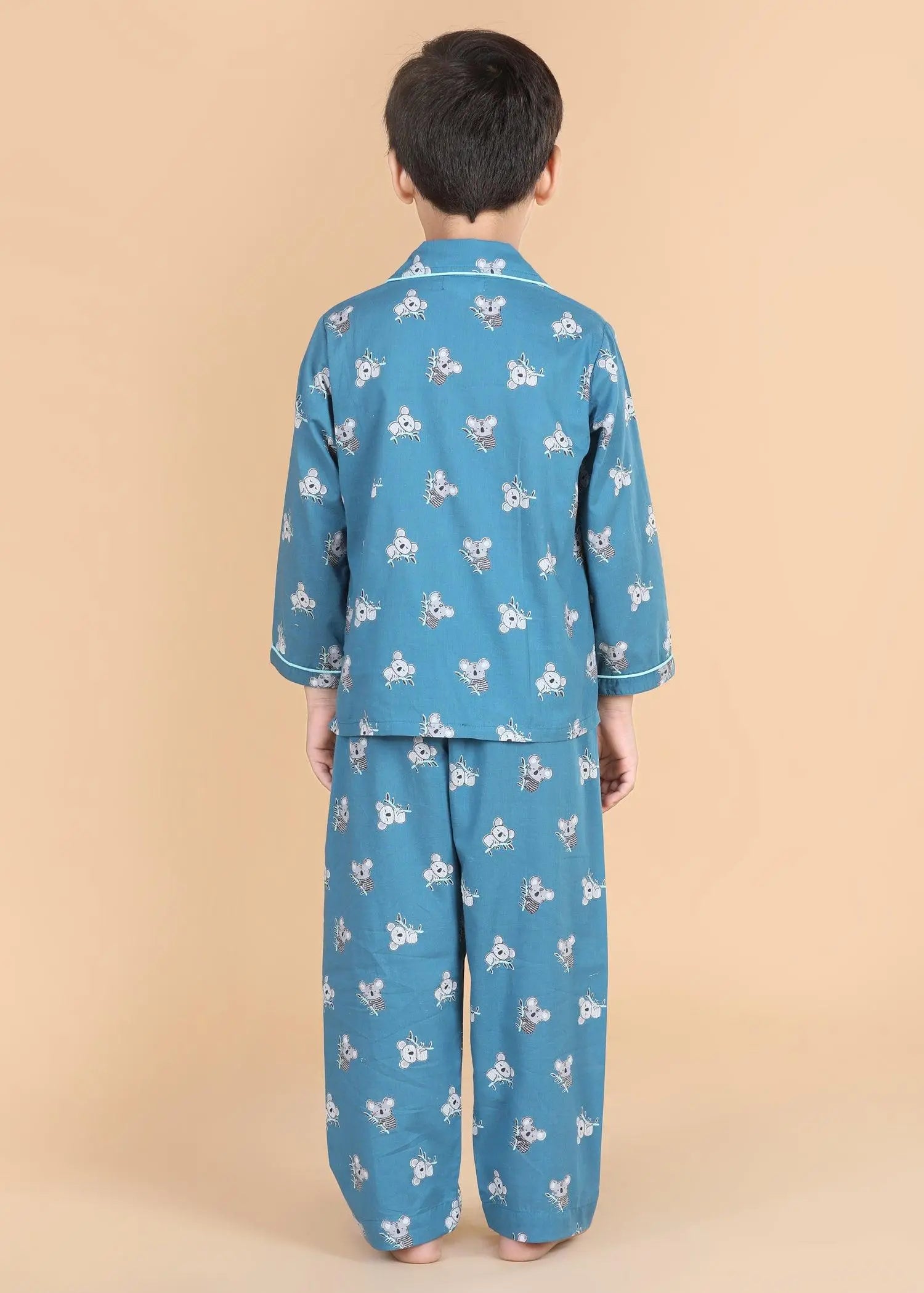 Koala Teal Full Sleeves Cotton Nighsuit Boys (1-12 Years)