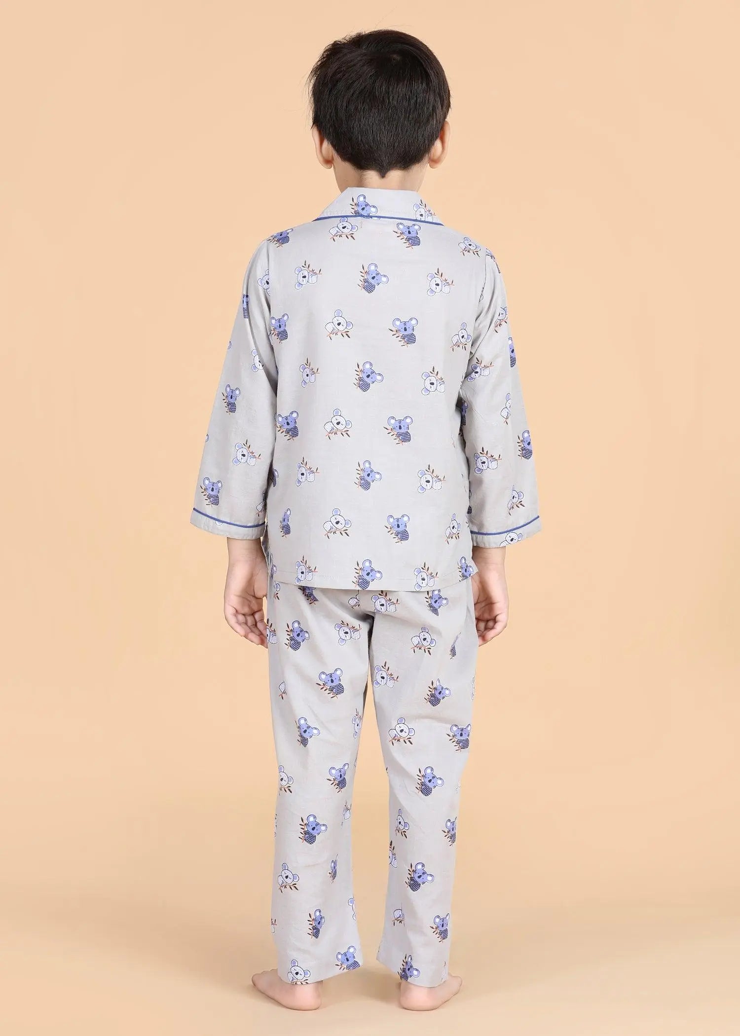 Koala Grey Full Sleeves Cotton Nighsuit Boys (1-12 Years)