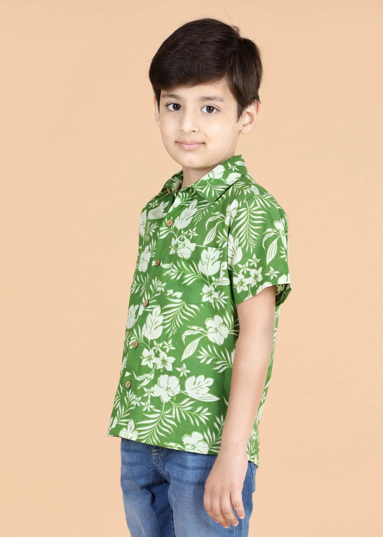 Green Cotton Shirt Boy (2-12 Years)