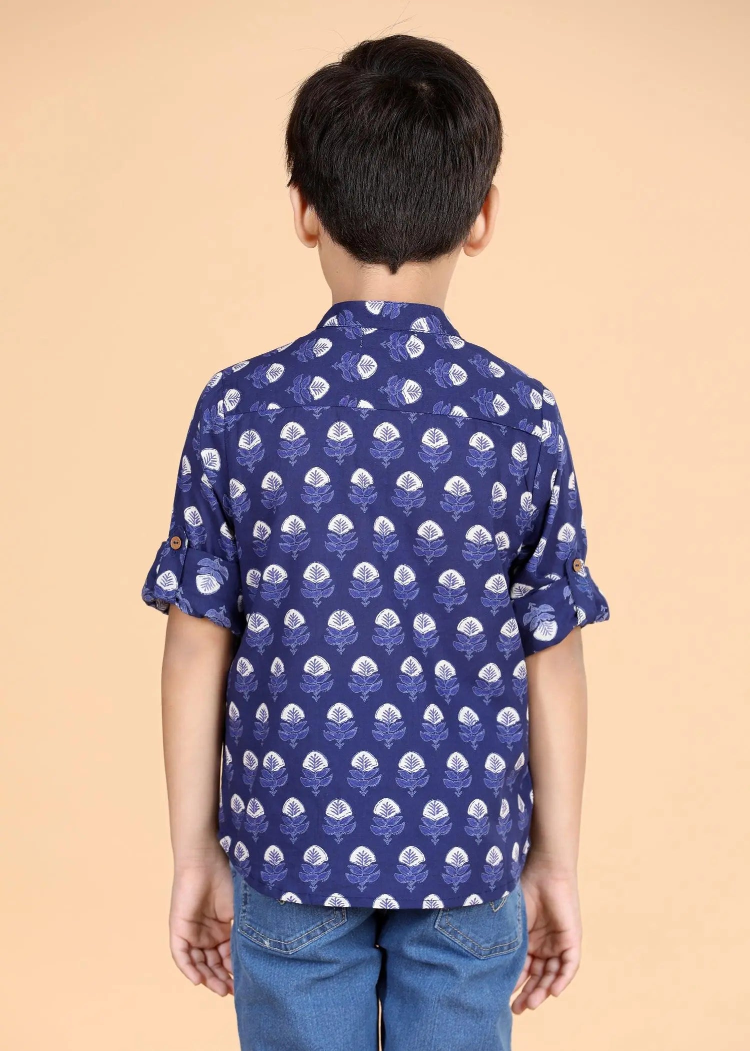 Blue Cotton Full Sleeves Shirt Boy  (0-12 Years)