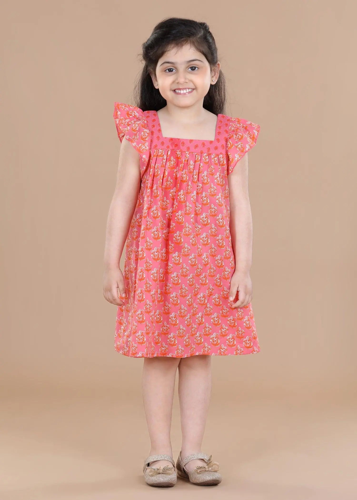 Hersilia Pink Scarlett Cotton Dress (2-9 Years)