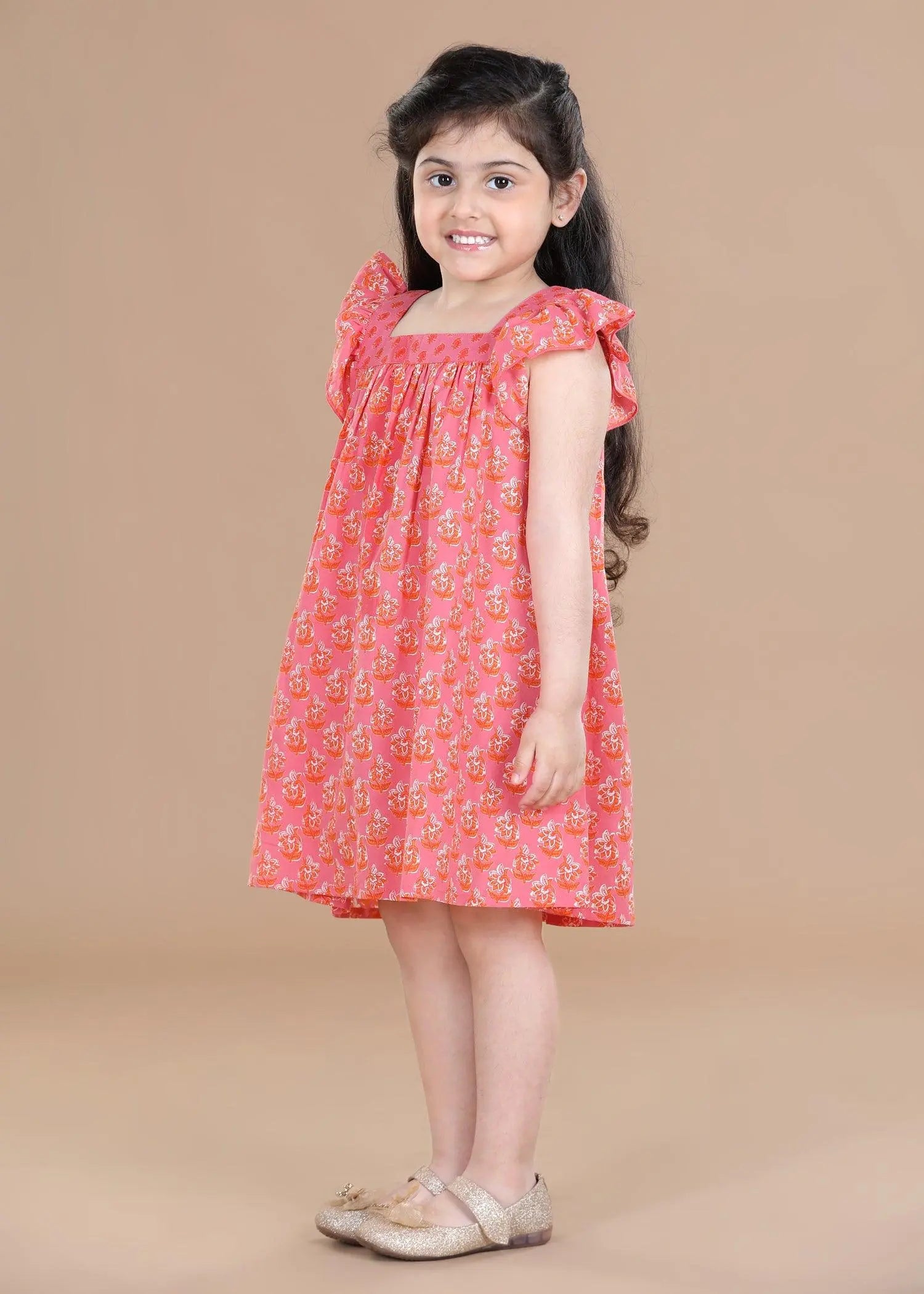 Hersilia Pink Scarlett Cotton Dress (2-9 Years)