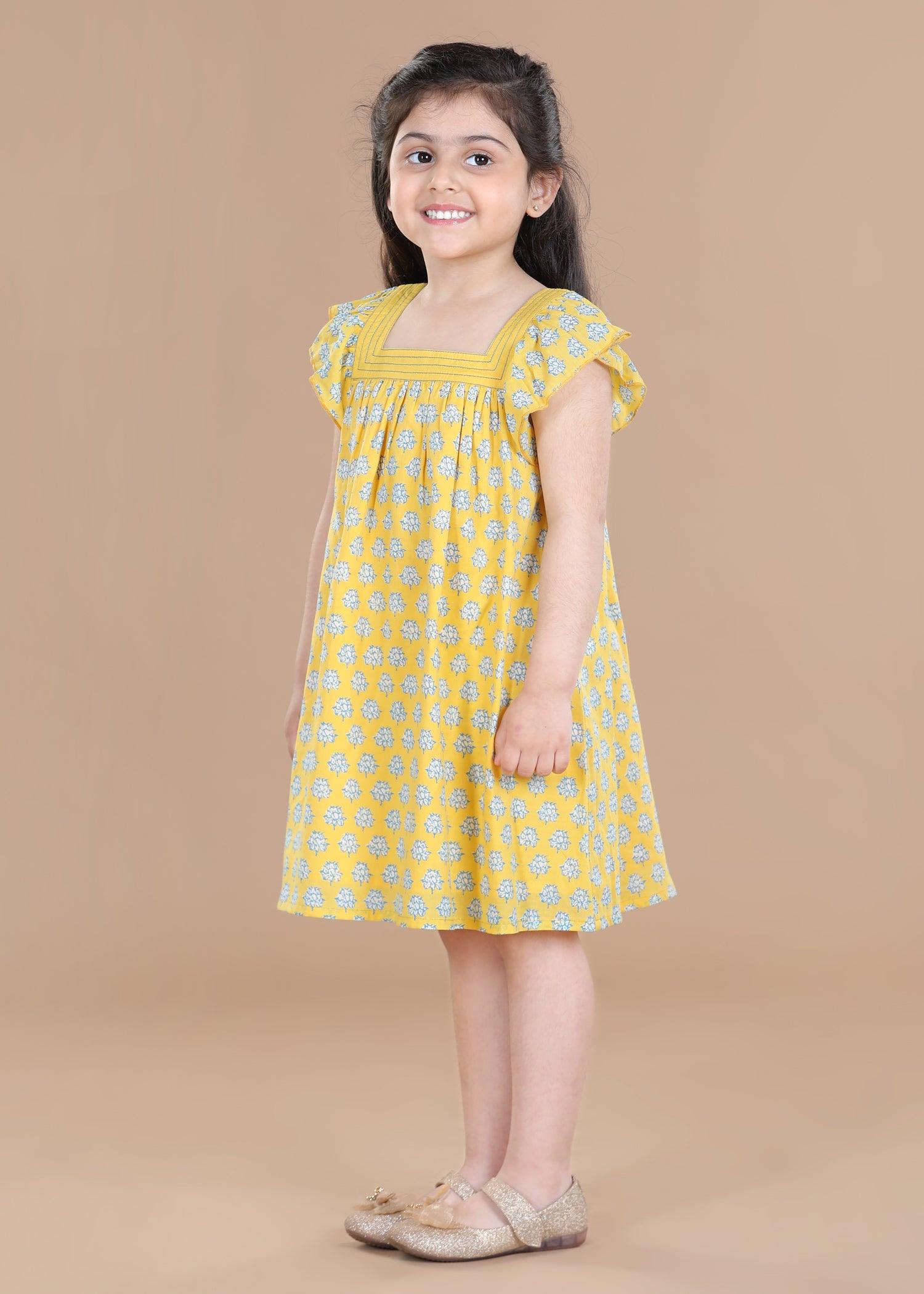 Lotus Yellow Scarlett Cotton Dress (2-9 Years)