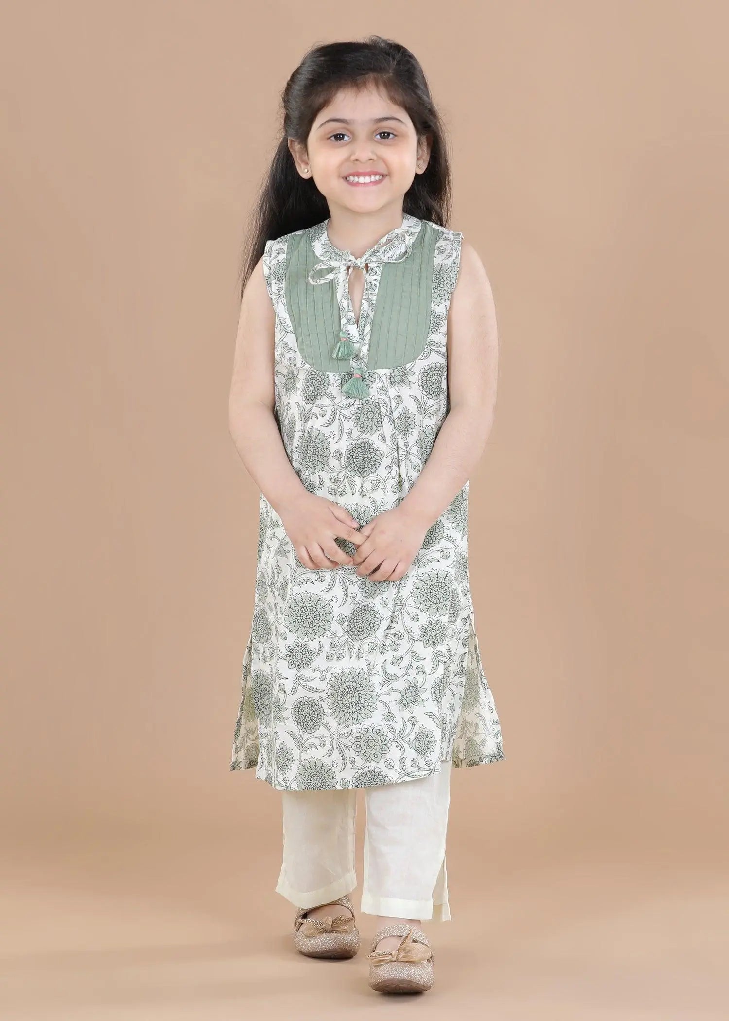 Sunflower Creme Samer Cotton Kurta (2-12 Years)