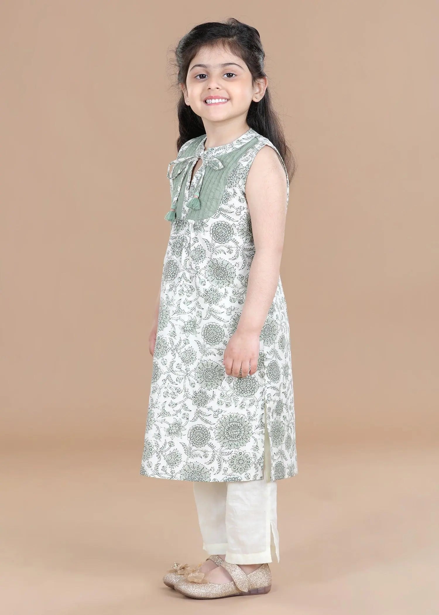 Sunflower Creme Samer Cotton Kurta (2-12 Years)