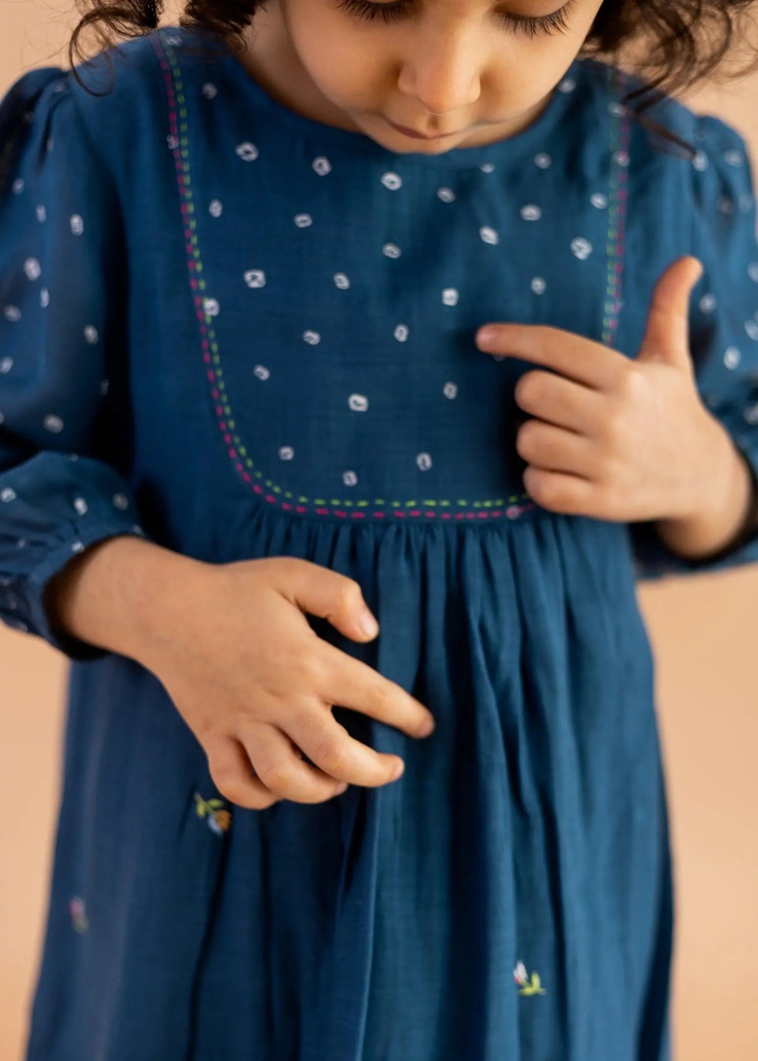 Blue Uri Embroidered Dress (2-12 Years)