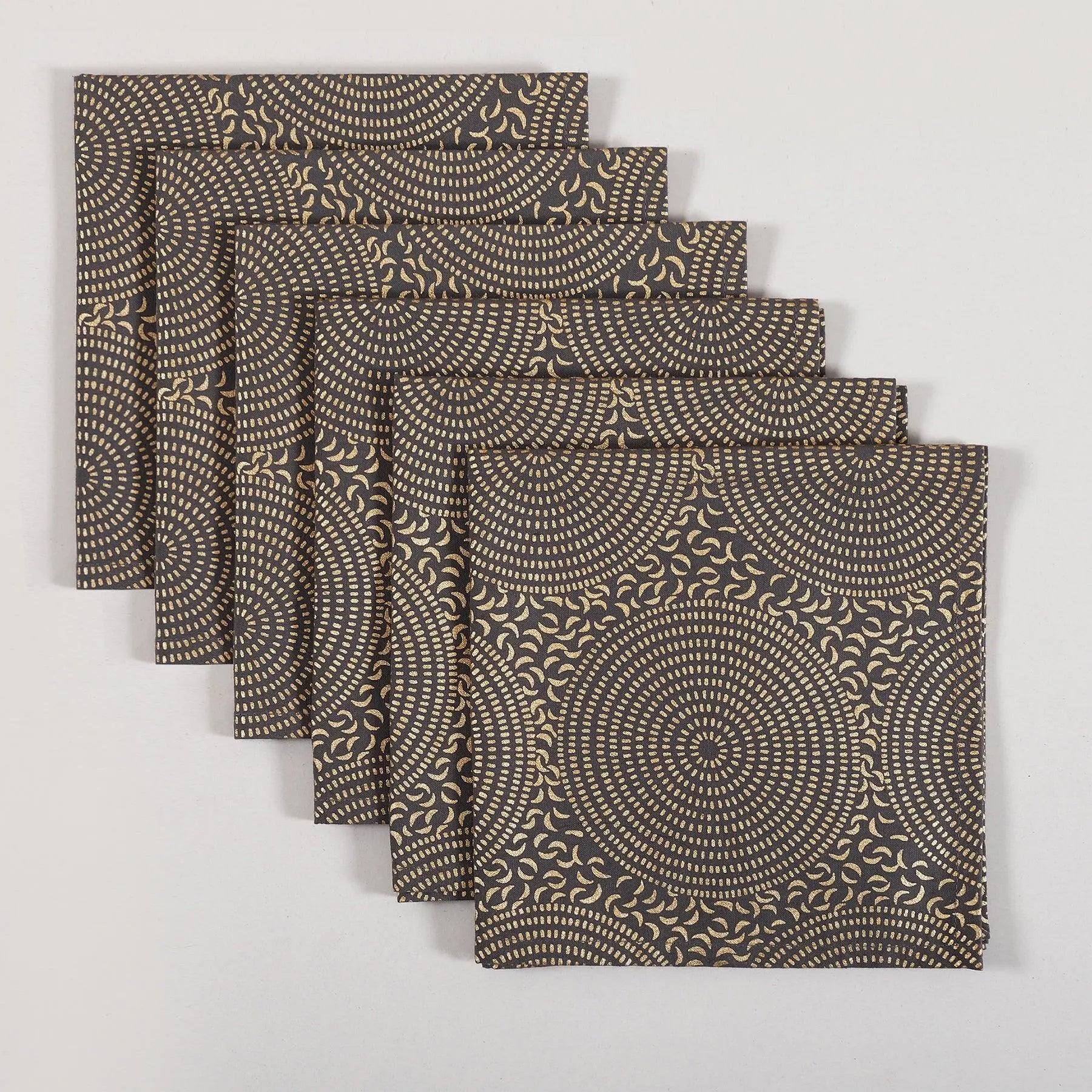 Gold & Grey Cotton Napkin Set of 6