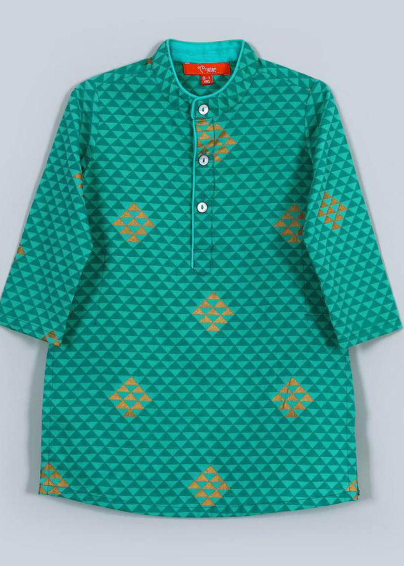 Aagam Teal Cotton Kurta Boy (12 Month to 12 Years)