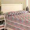 Tropicana Black and Red Hand Block Print Cotton Bed Cover