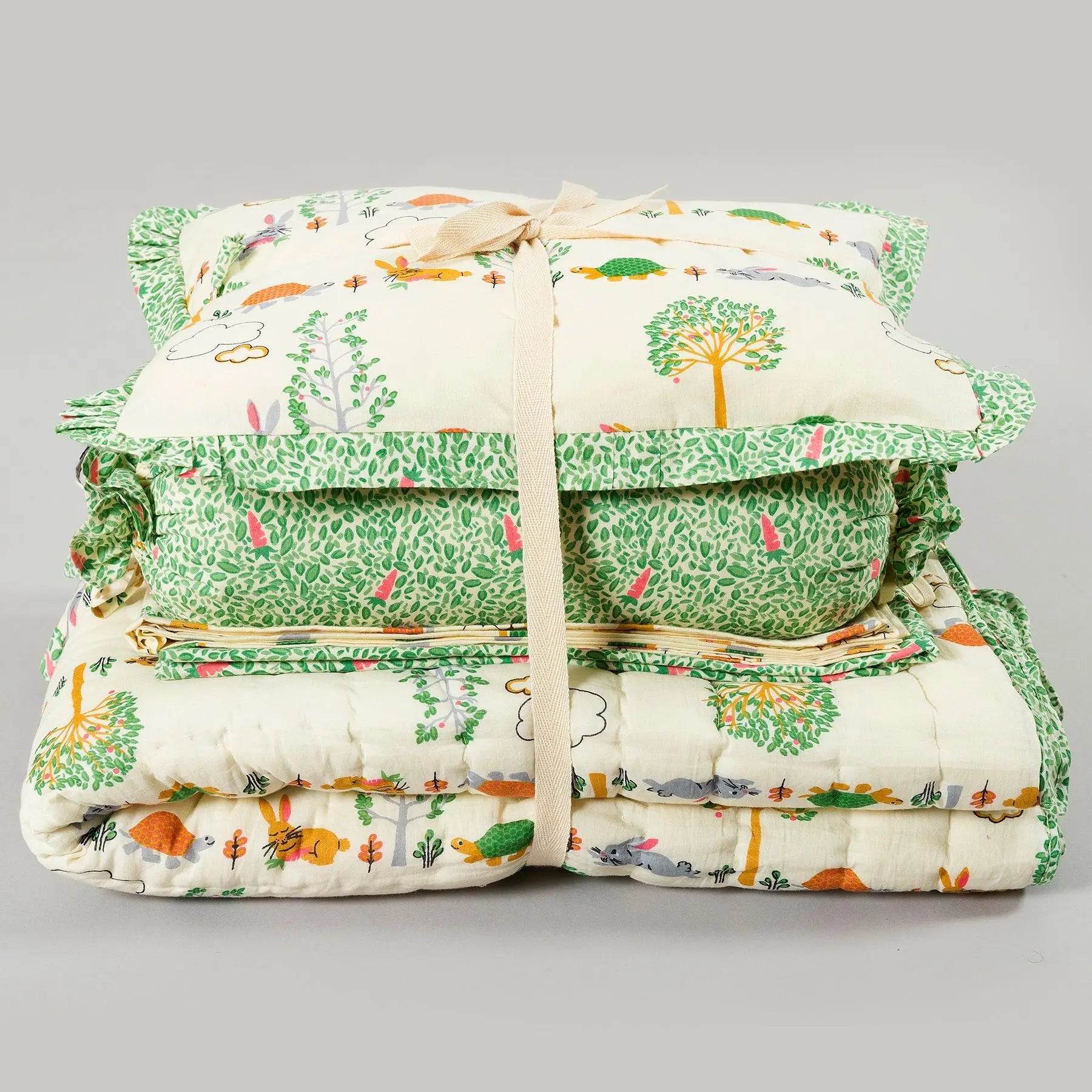 Hare and Tortoise Cream Baby Bedding Set (Set of 6)