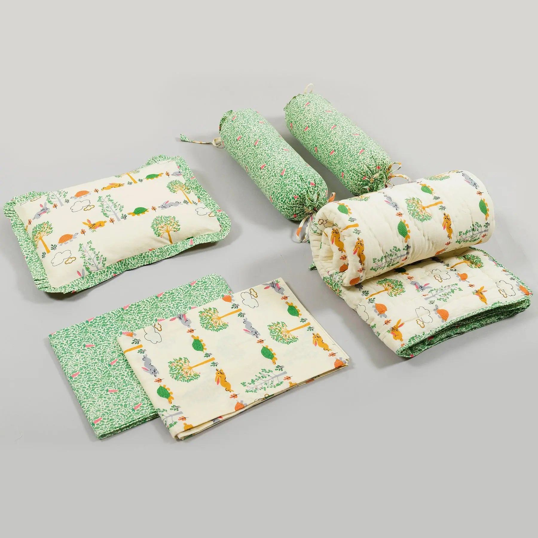 Hare and Tortoise Cream Baby Bedding Set (Set of 6)