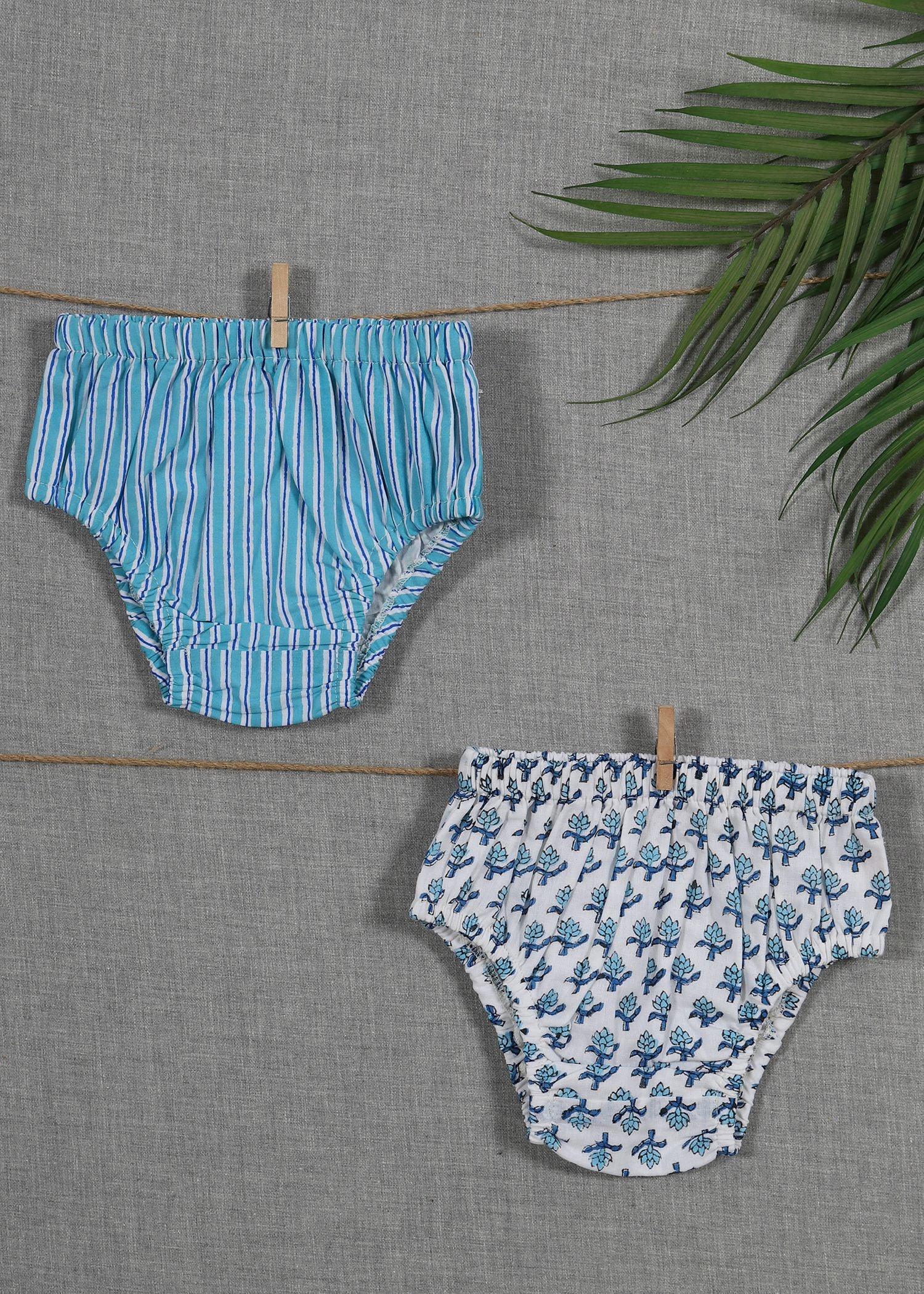 Badam Buti Blue Cotton Brief set of 2 Baby (0-6months)